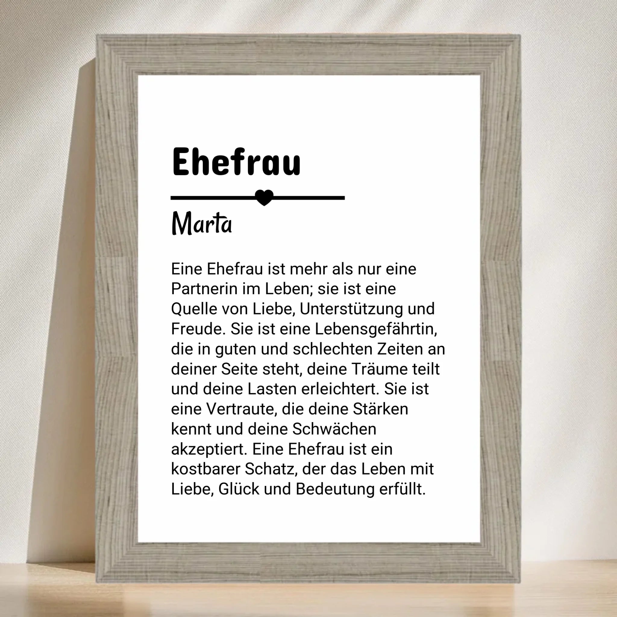 Ehefrau Defintion Poster Geschenk personalisiert - Cantty