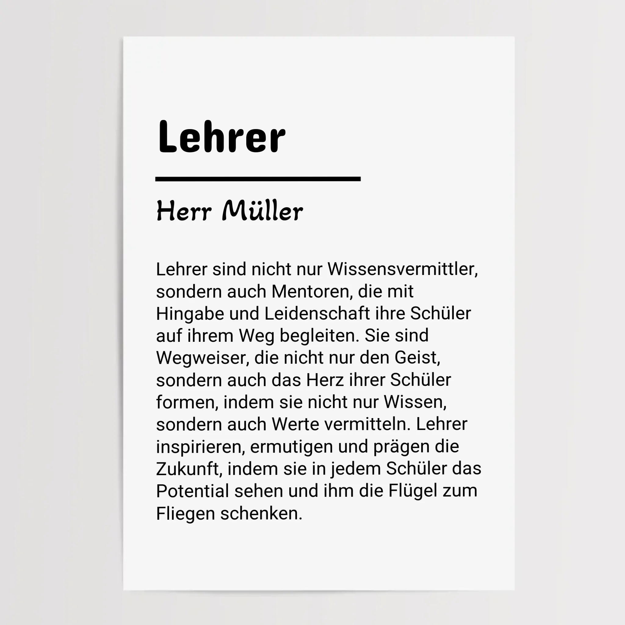 Lehrer Definition Poster Geschenk personalisiert - Cantty