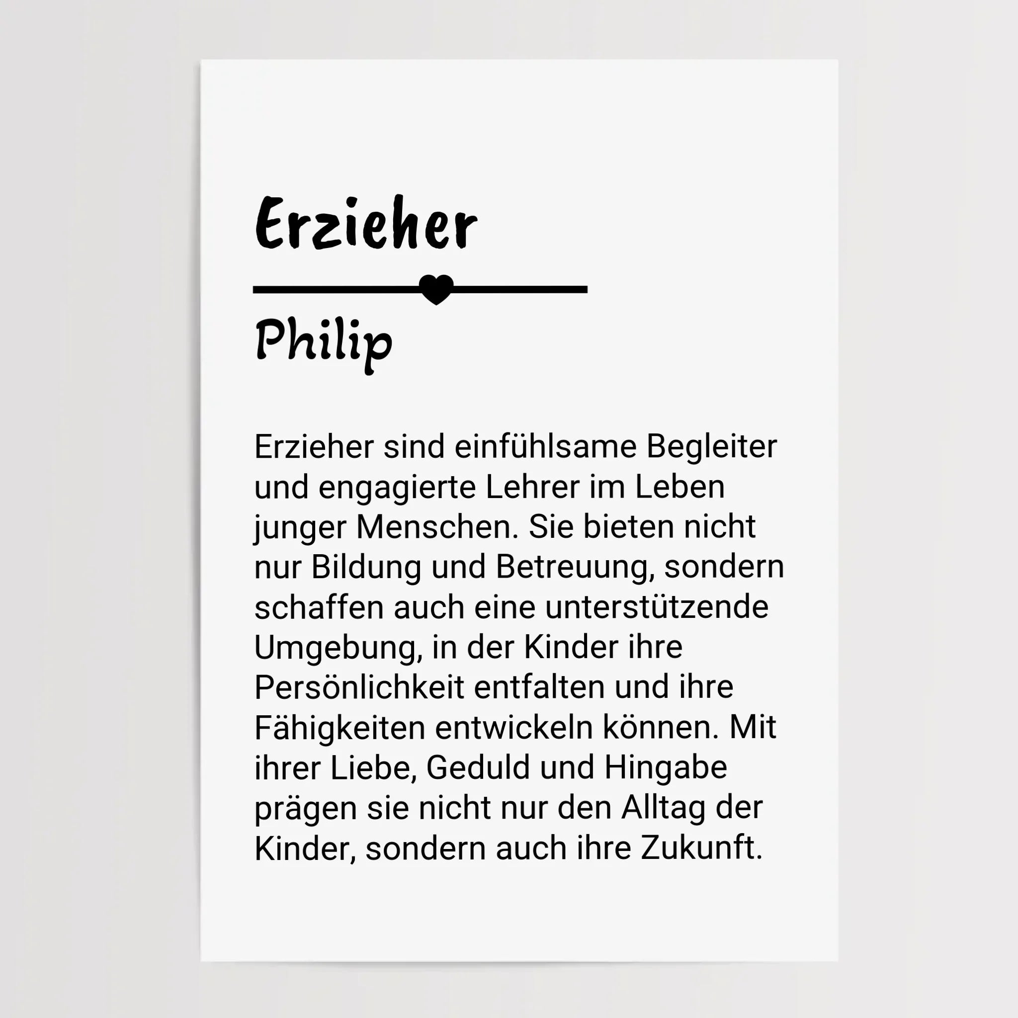 Erzieher Definition Poster Geschenk personalisiert - Cantty