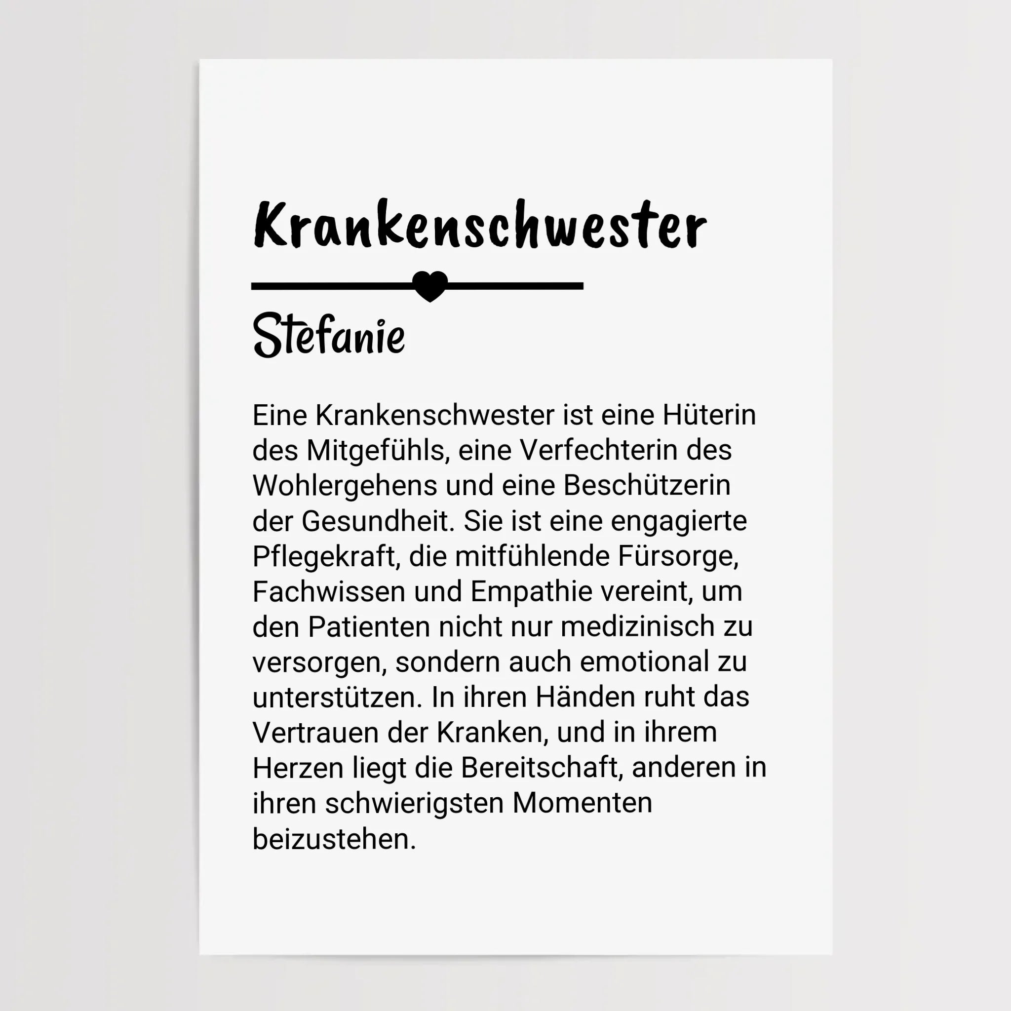 Krankenschwester Definition Poster Geschenk personalisiert - Cantty