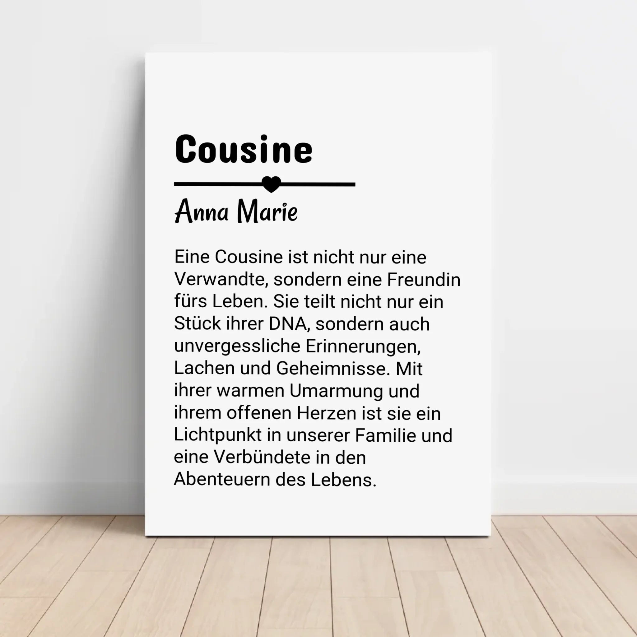 Cousine Definition Poster Geschenk personalisiert - Cantty