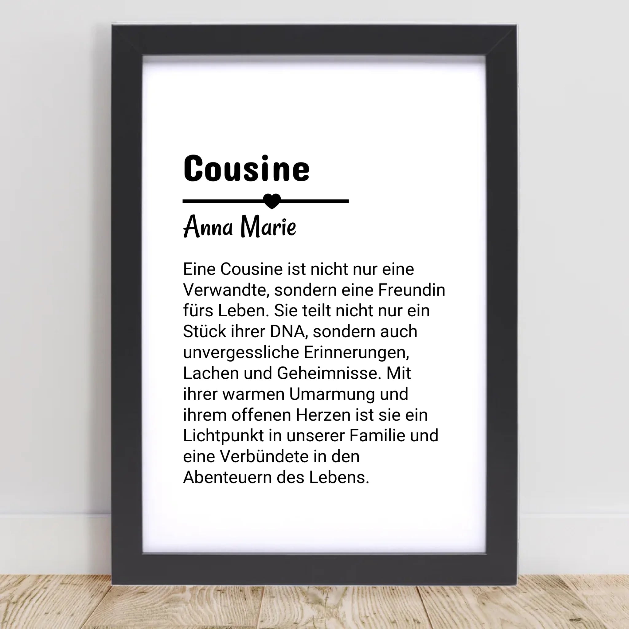 Cousine Definition Poster Geschenk personalisiert - Cantty