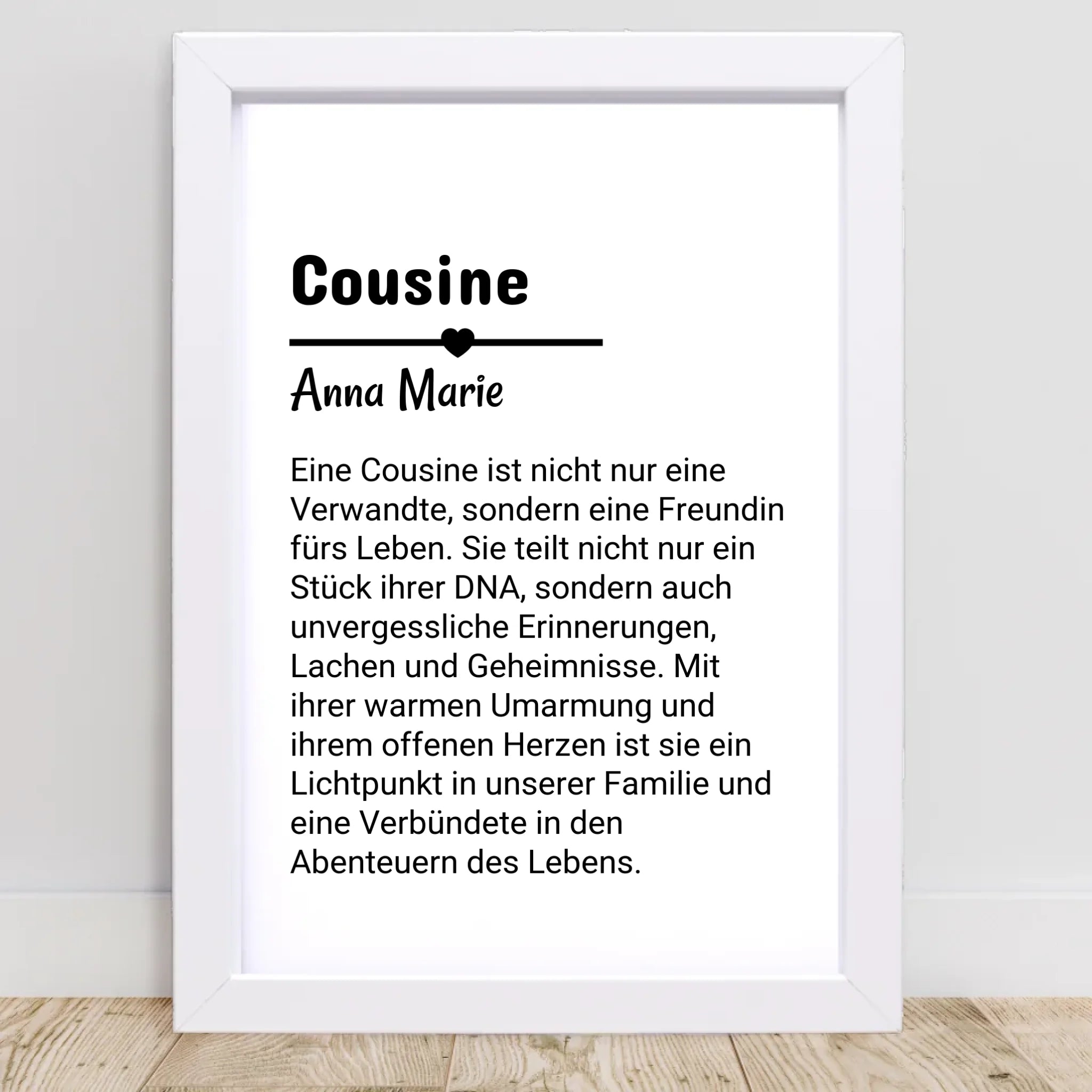 Cousine Definition Poster Geschenk personalisiert - Cantty