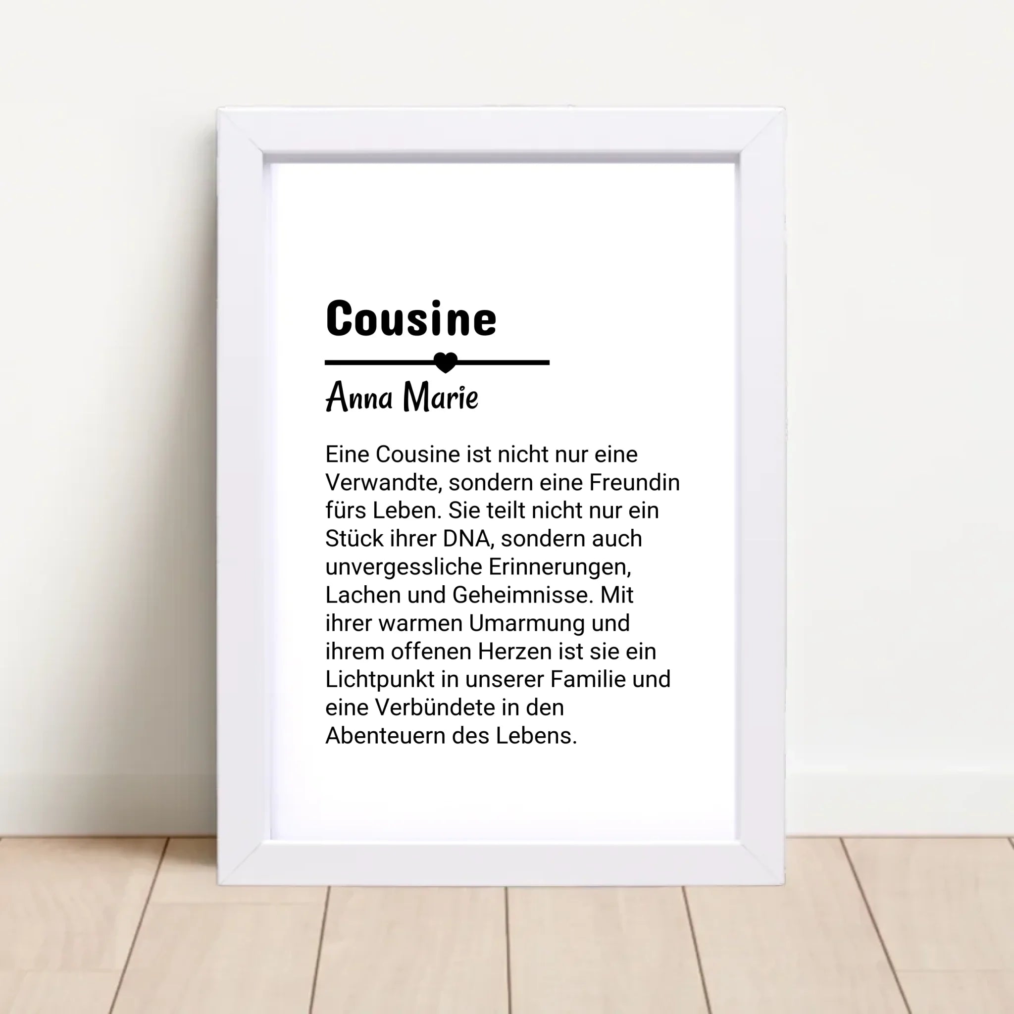 Cousine Definition Poster Geschenk personalisiert - Cantty