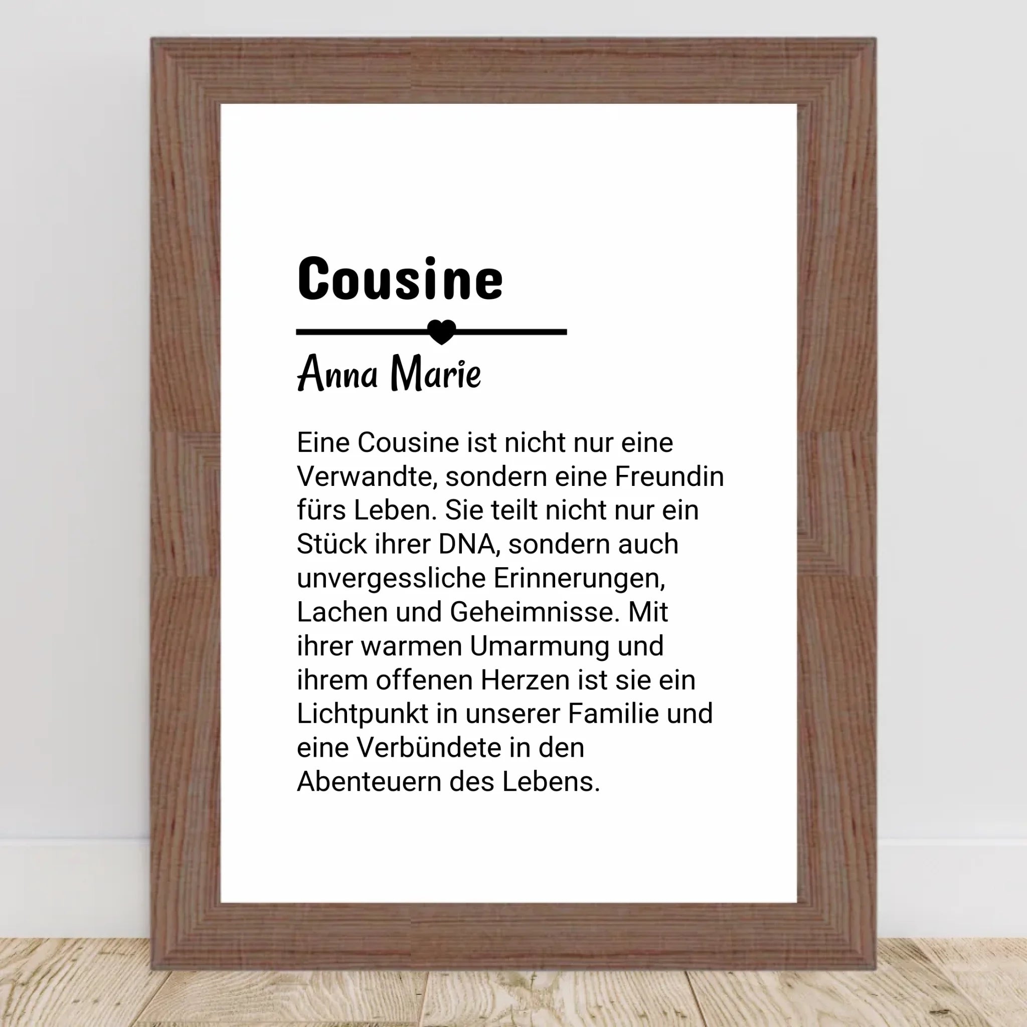 Cousine Definition Poster Geschenk personalisiert - Cantty