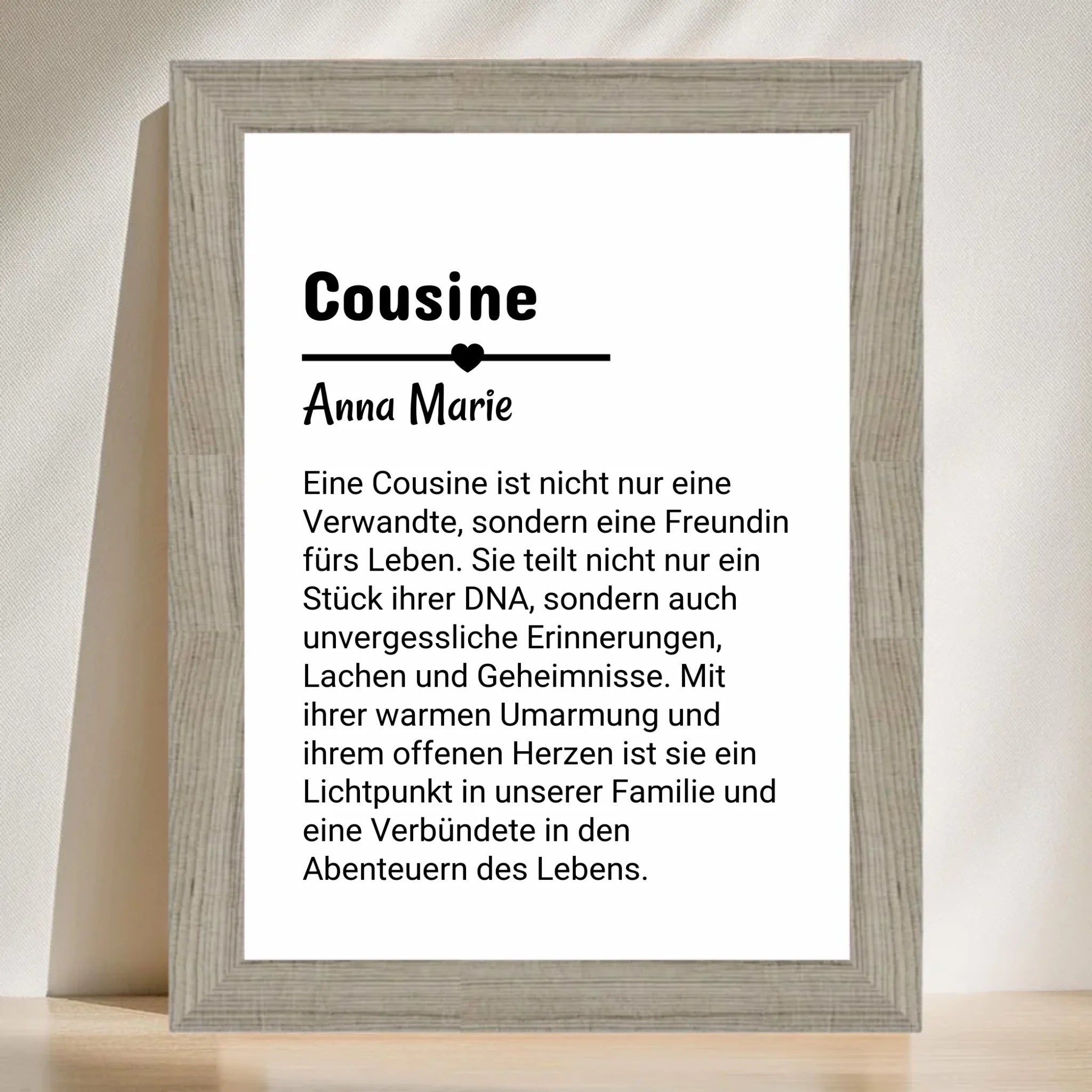 Cousine Definition Poster Geschenk personalisiert - Cantty