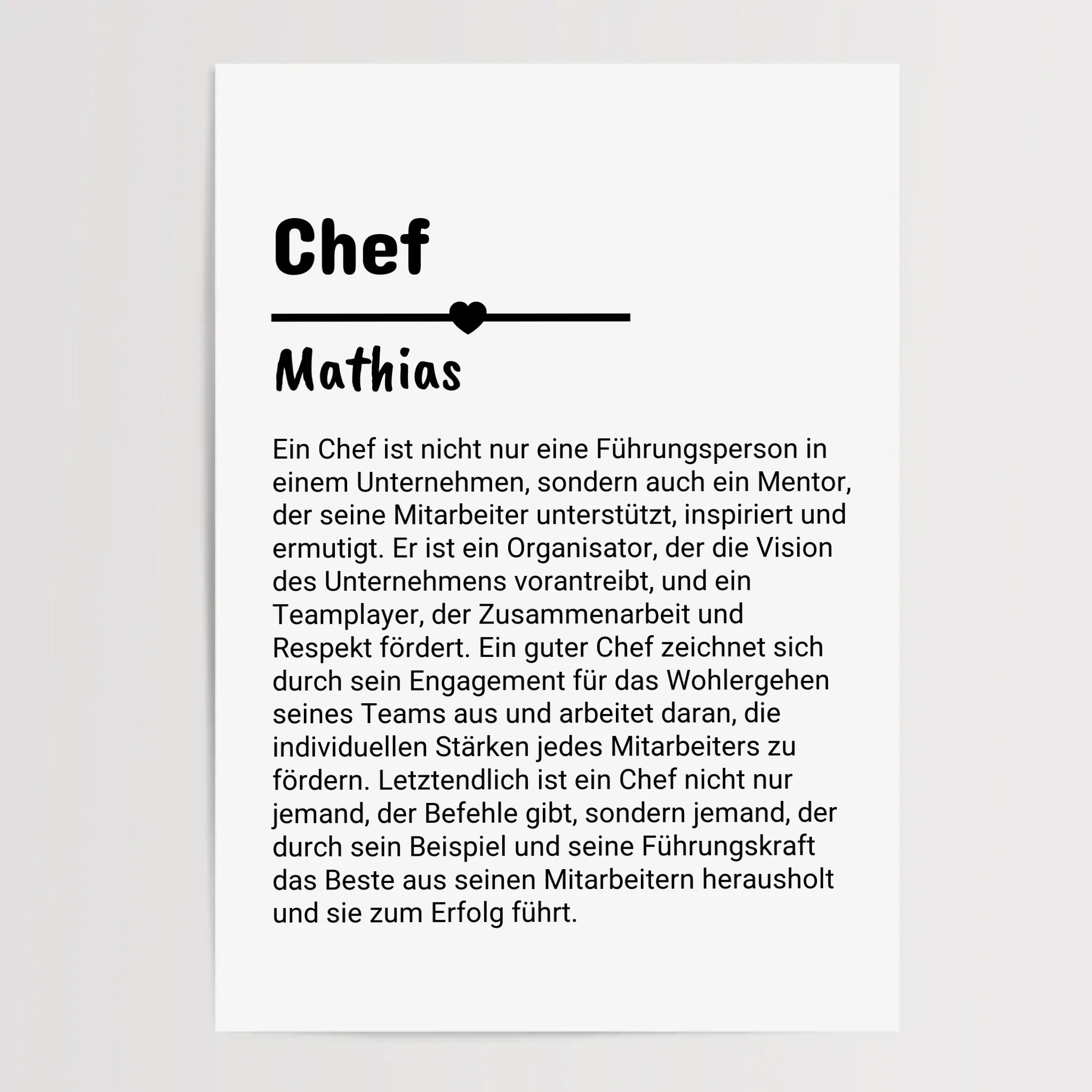 Chef Definition Poster Geschenk personalisiert - Cantty