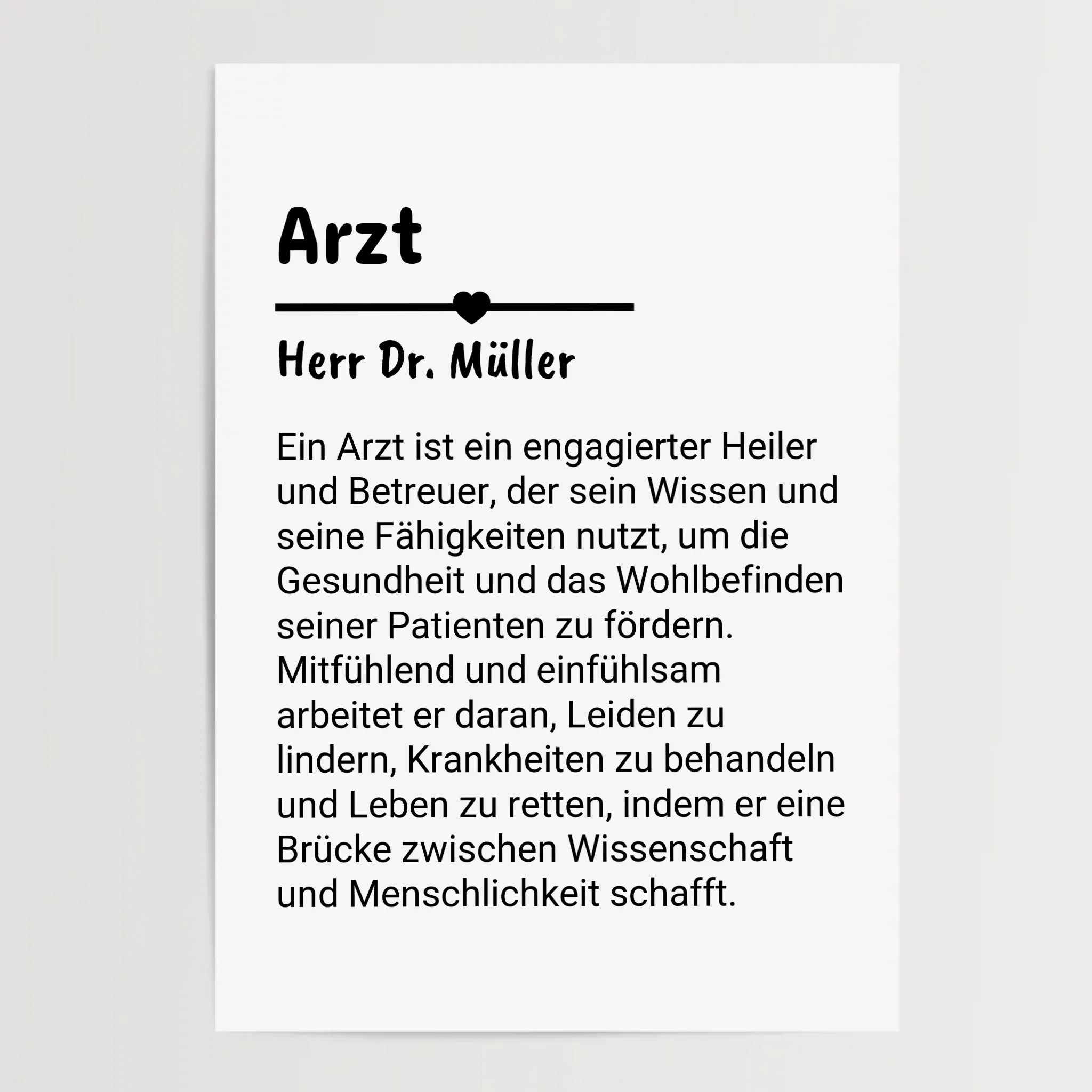 Arzt Definition Poster Geschenk personalisiert - Cantty