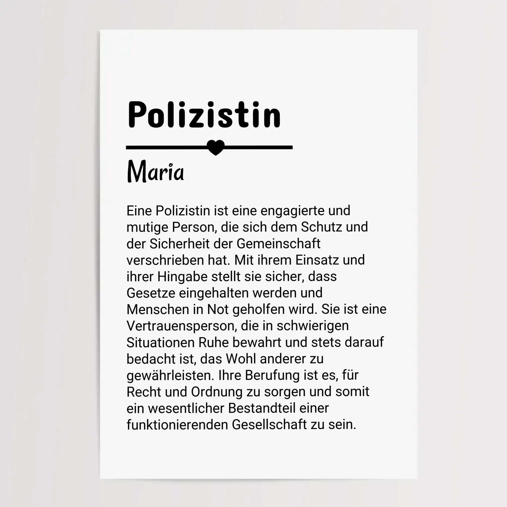 Polizistin Definition Poster Geschenk personalisiert - Cantty