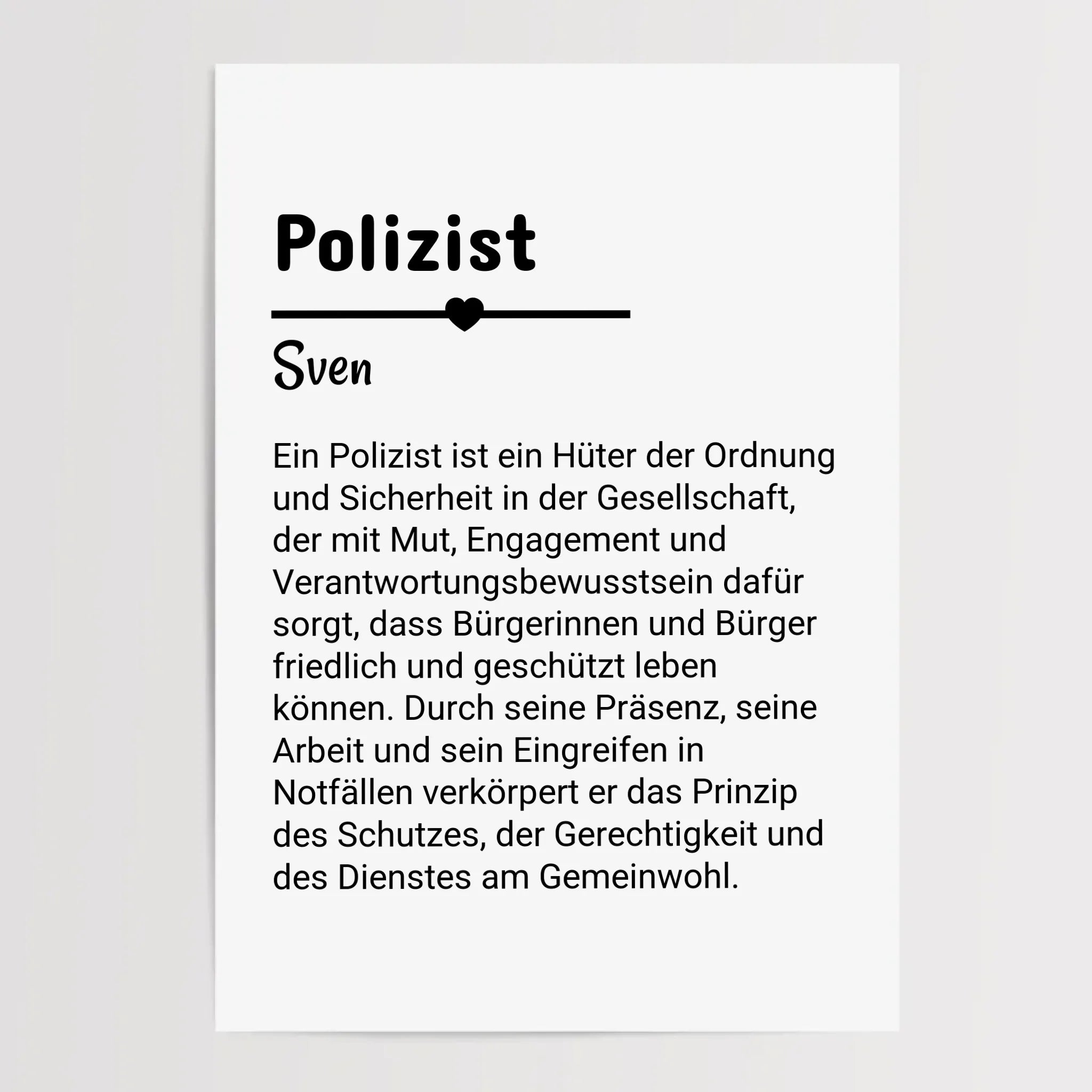 Polizist Definition Poster Geschenk personalisiert - Cantty