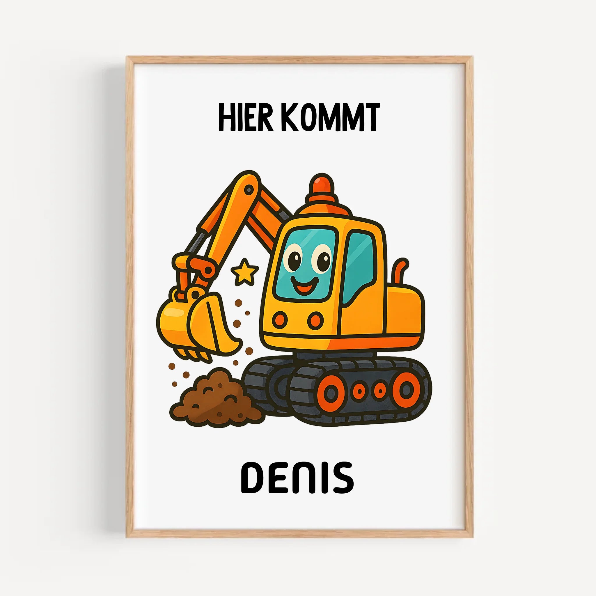 Bagger Poster für Kind mit Name - Cantty