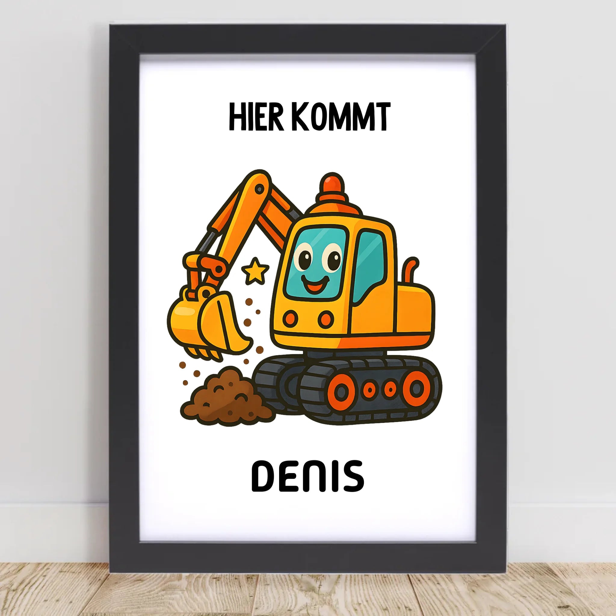 Bagger Poster für Kind mit Name - Cantty