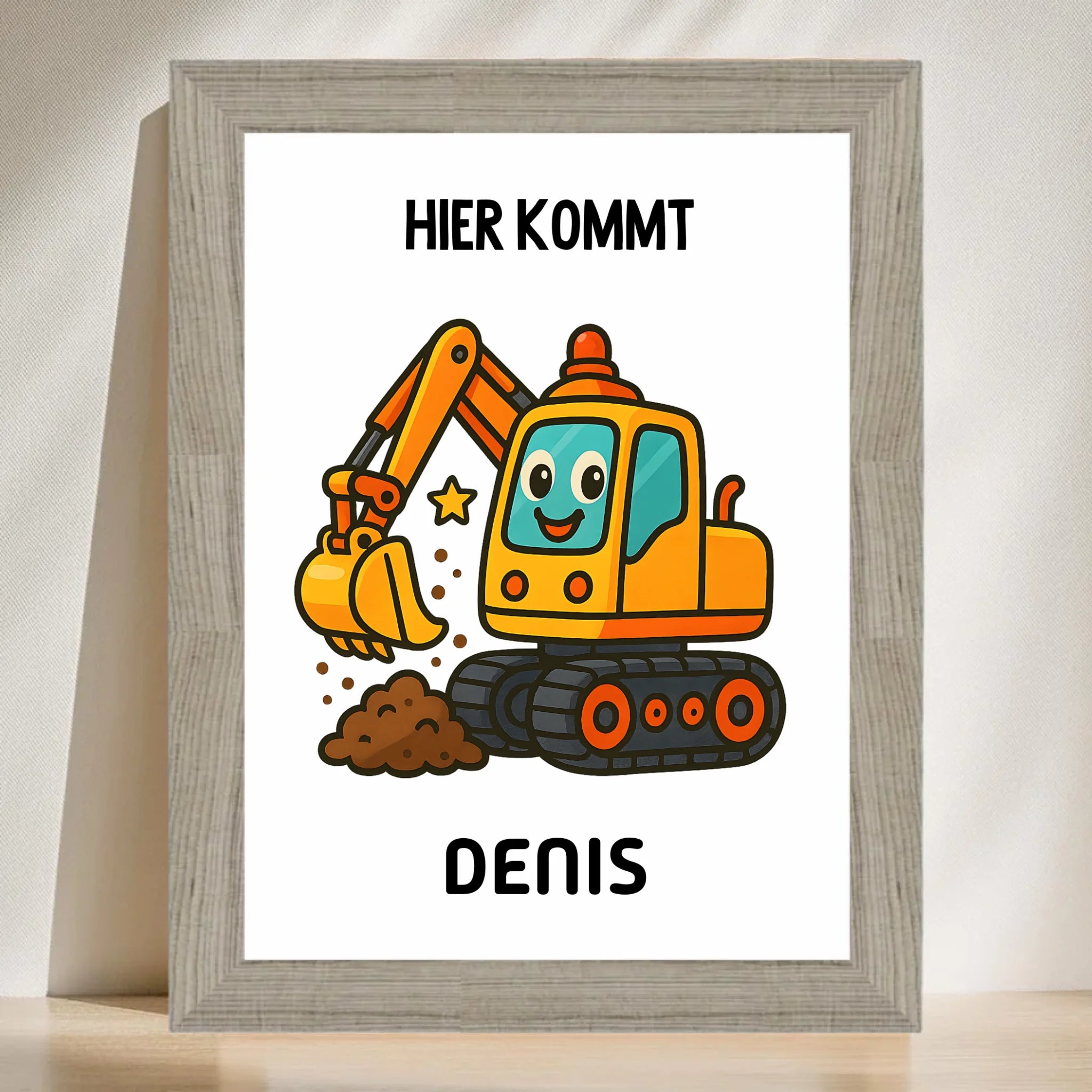 Bagger Poster für Kind mit Name - Cantty