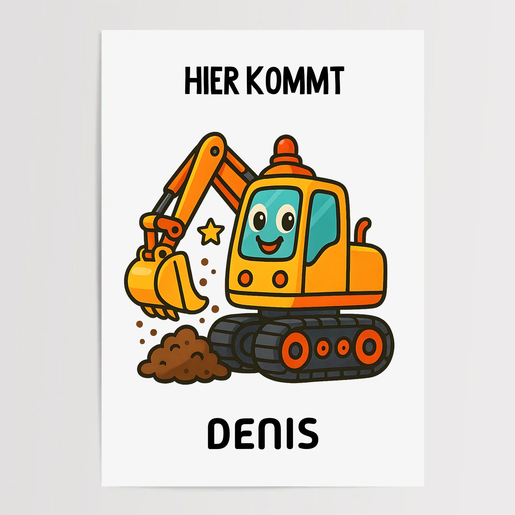 Bagger Poster für Kind mit Name - Cantty