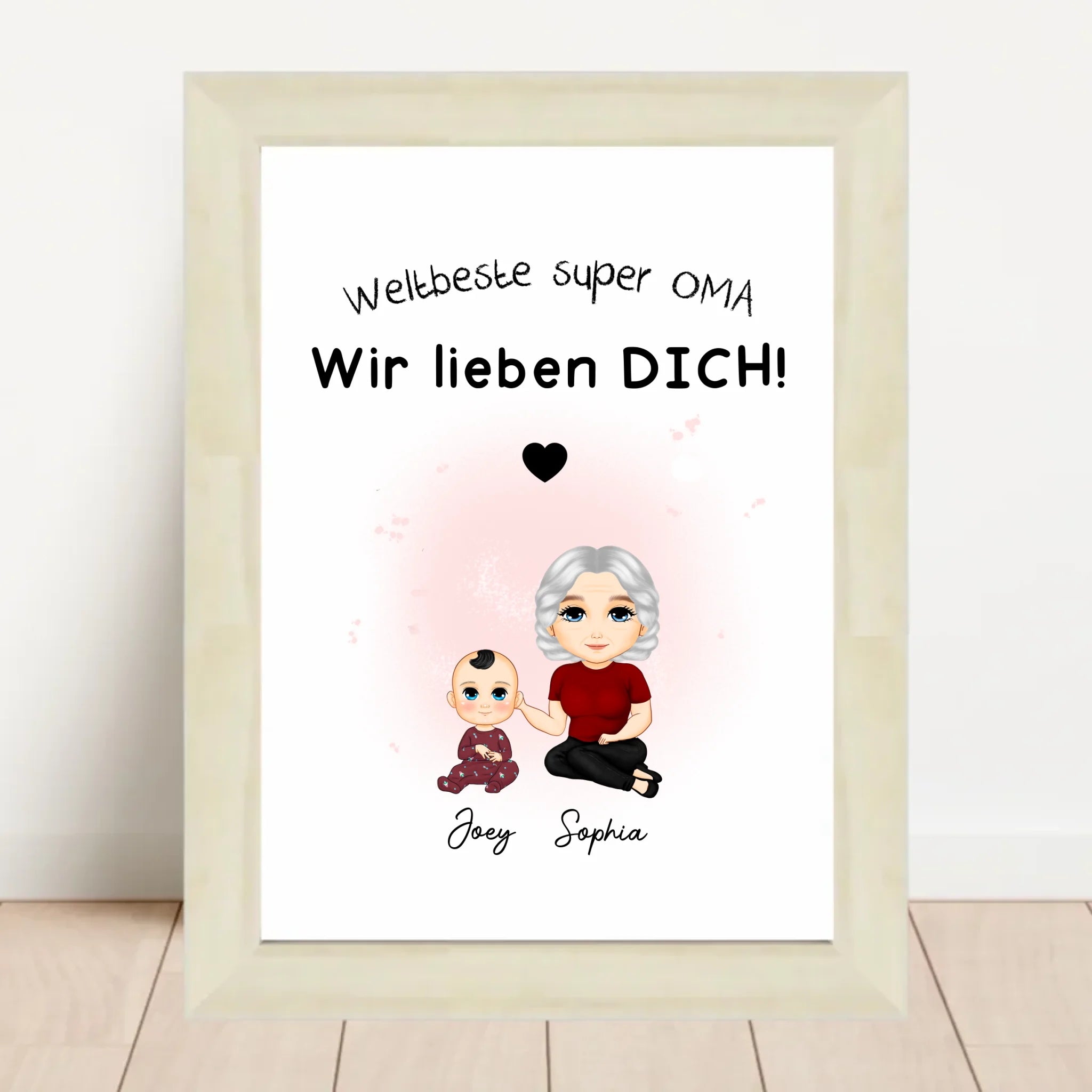 Oma Enkelkind Geschenk: Personalisiertes Poster mit Cartoon Motive - Cantty