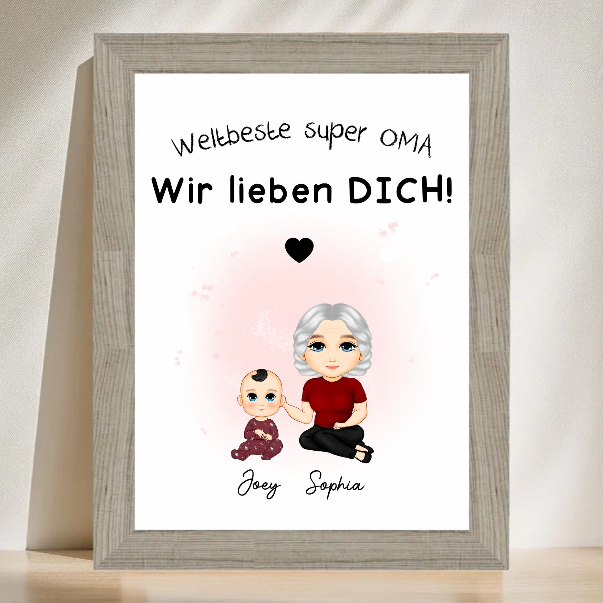 Oma Enkelkind Geschenk: Personalisiertes Poster mit Cartoon Motive - Cantty