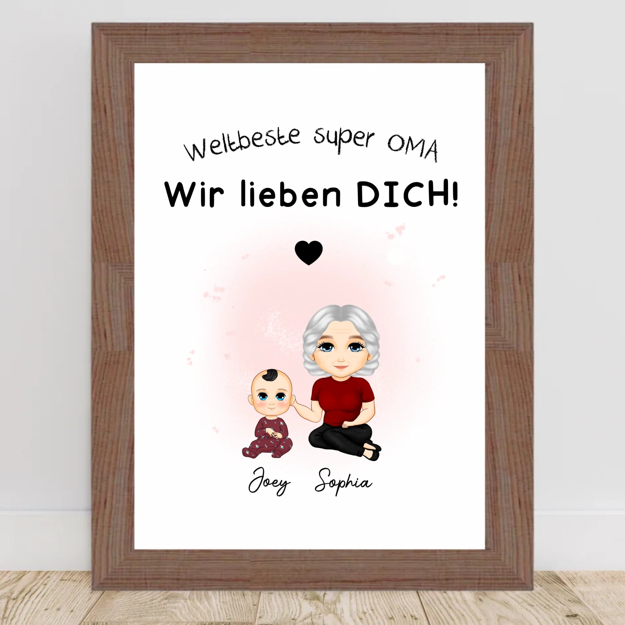 Oma Enkelkind Geschenk: Personalisiertes Poster mit Cartoon Motive - Cantty