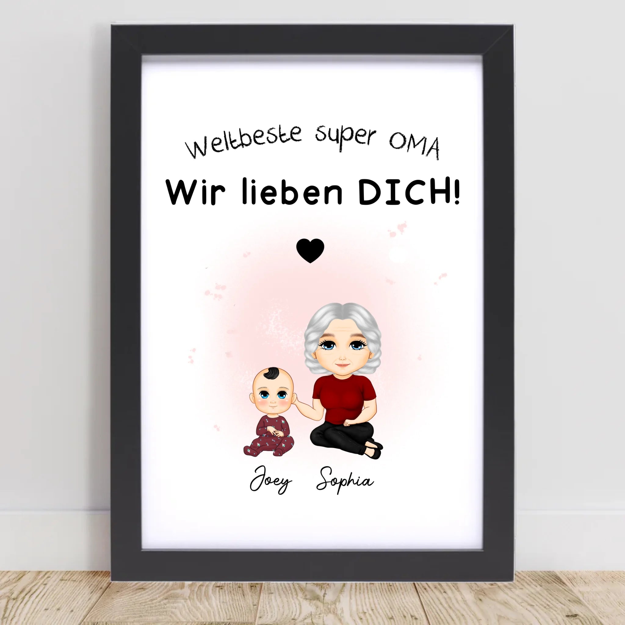 Oma Enkelkind Geschenk: Personalisiertes Poster mit Cartoon Motive - Cantty