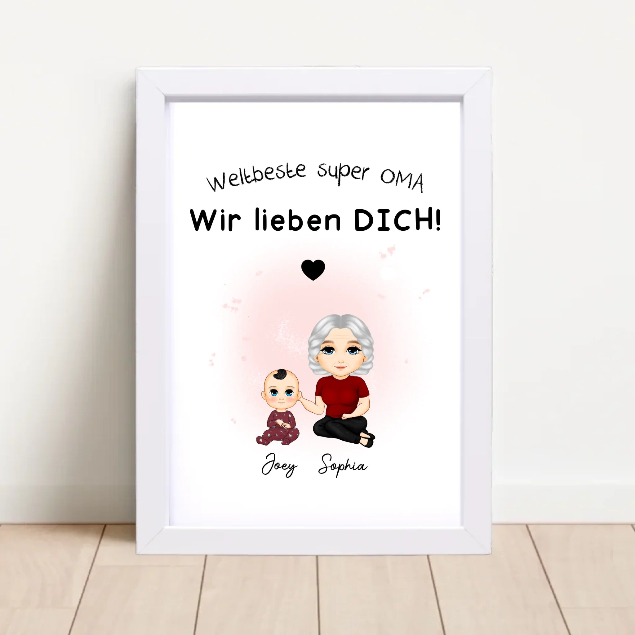 Oma Enkelkind Geschenk: Personalisiertes Poster mit Cartoon Motive - Cantty