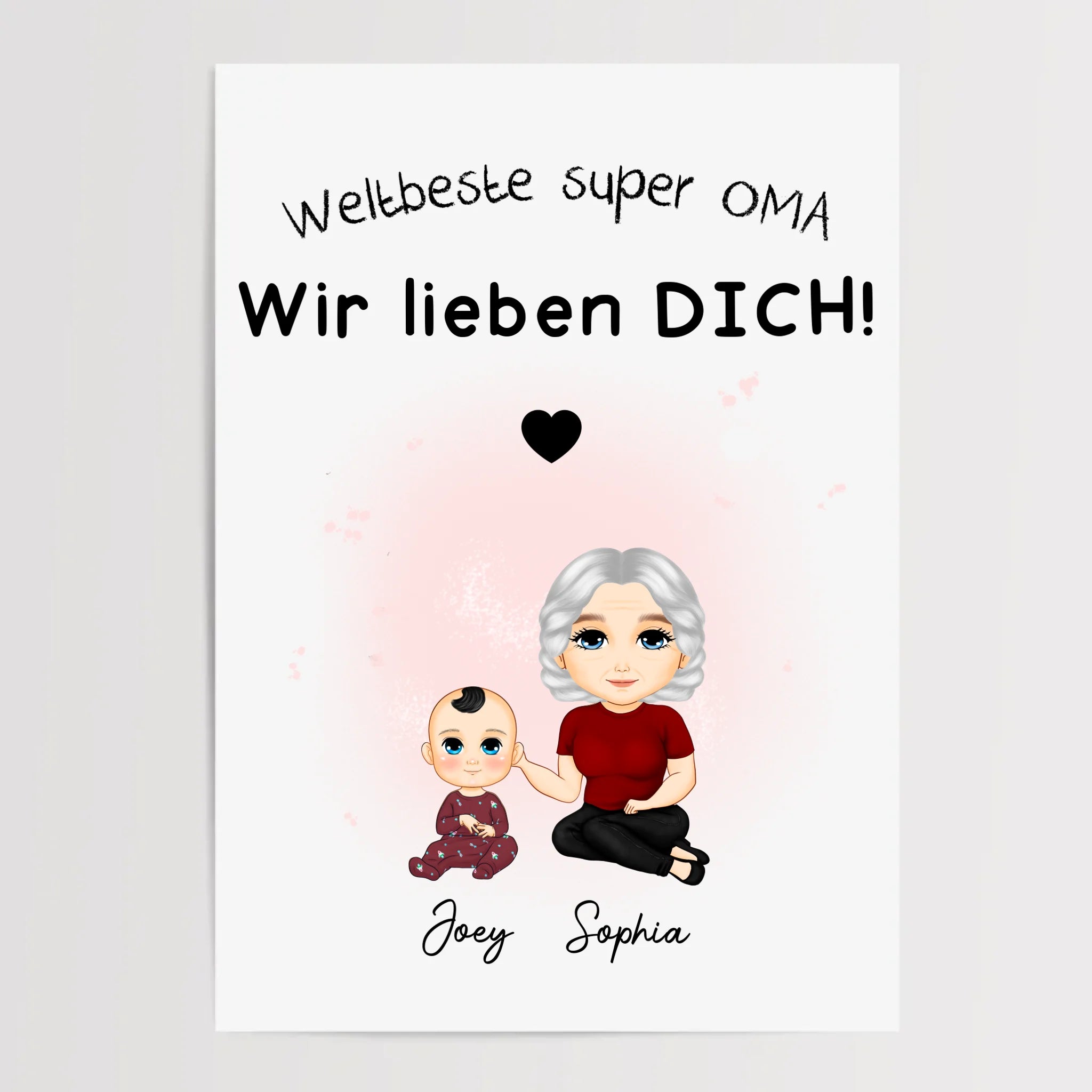 Oma Enkelkind Geschenk: Personalisiertes Poster mit Cartoon Motive - Cantty