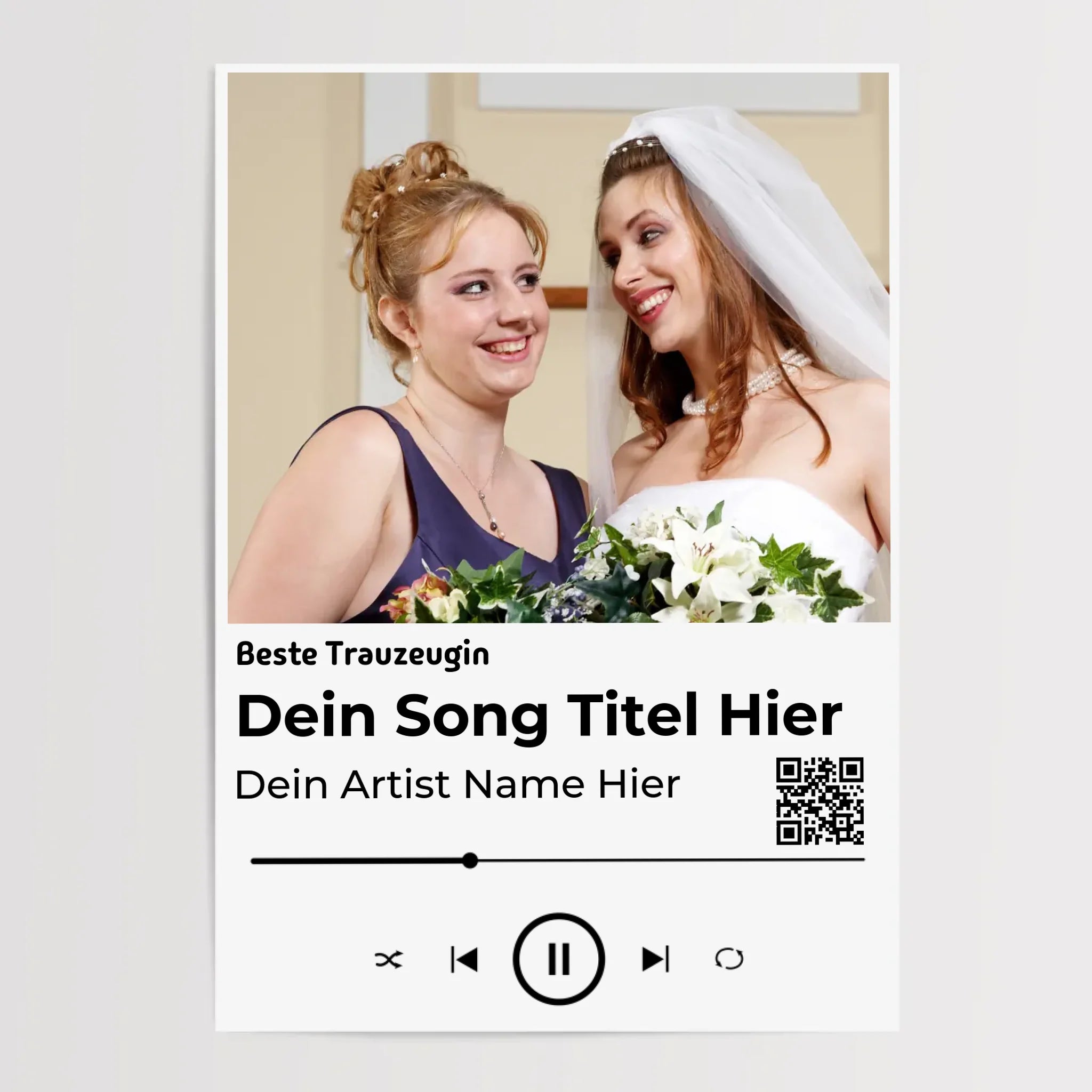 Trauzeugin Geschenk nach der Hochzeit: Lieblingssong Foto Poster - Cantty