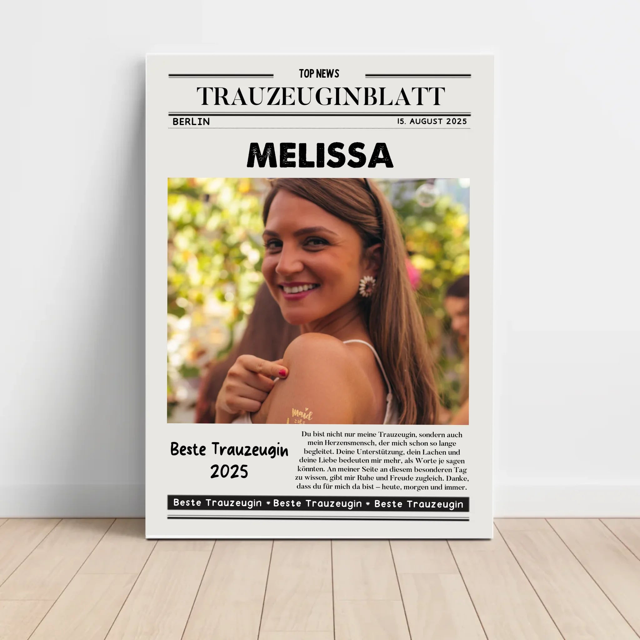 Trauzeugin Geschenk Danke Zeitung Poster gestalten - Cantty