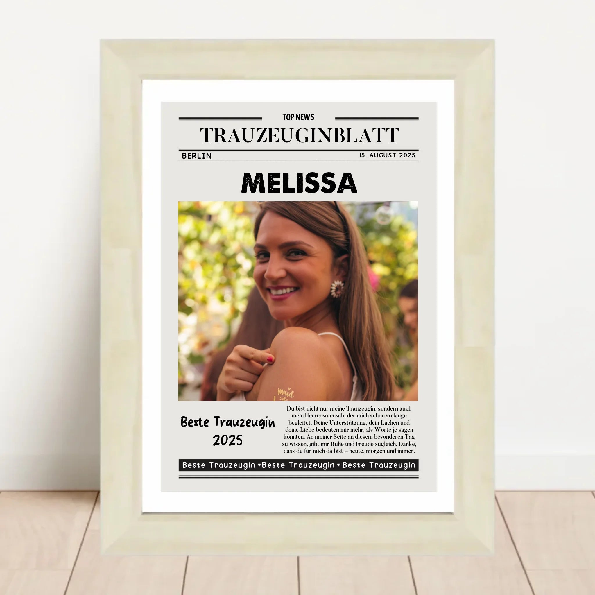 Trauzeugin Geschenk Danke Zeitung Poster gestalten - Cantty