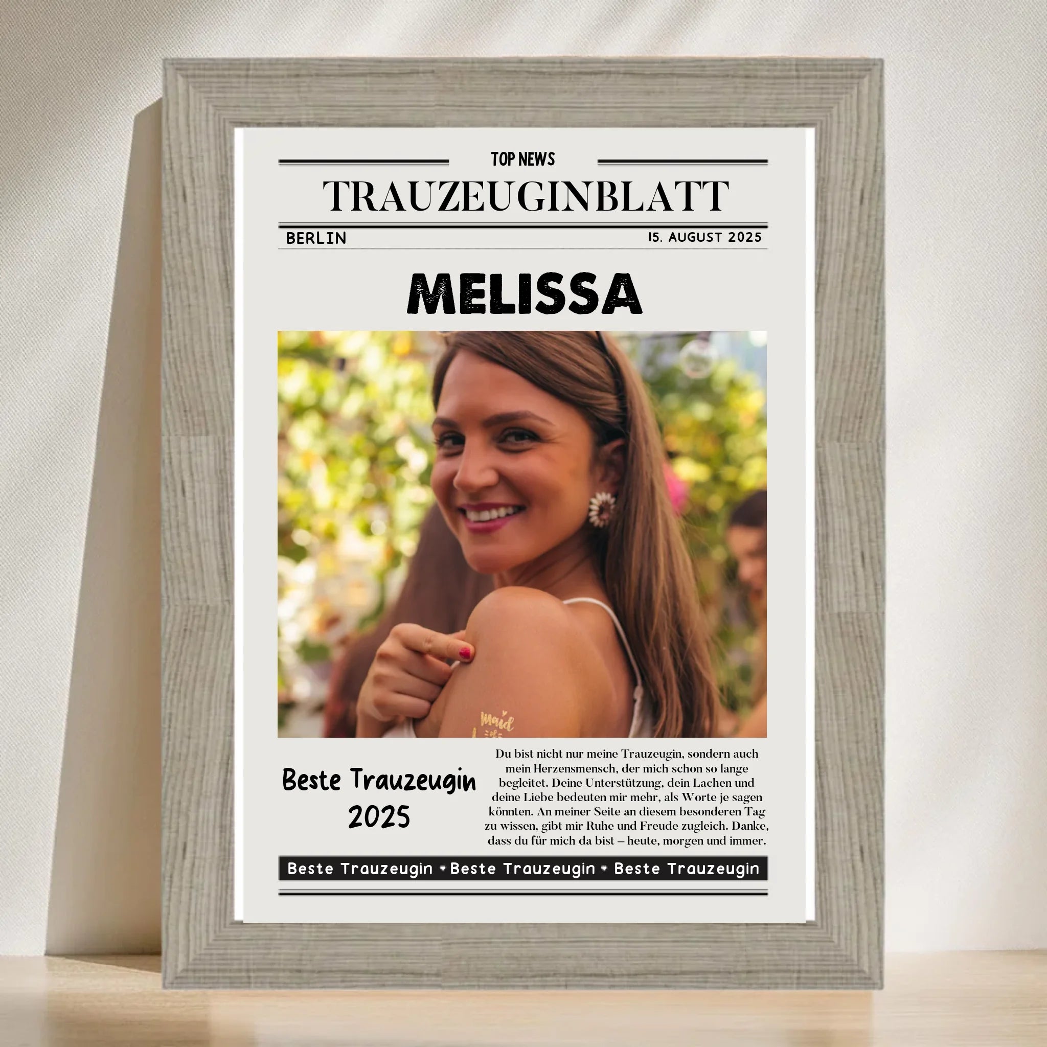 Trauzeugin Geschenk Danke Zeitung Poster gestalten - Cantty