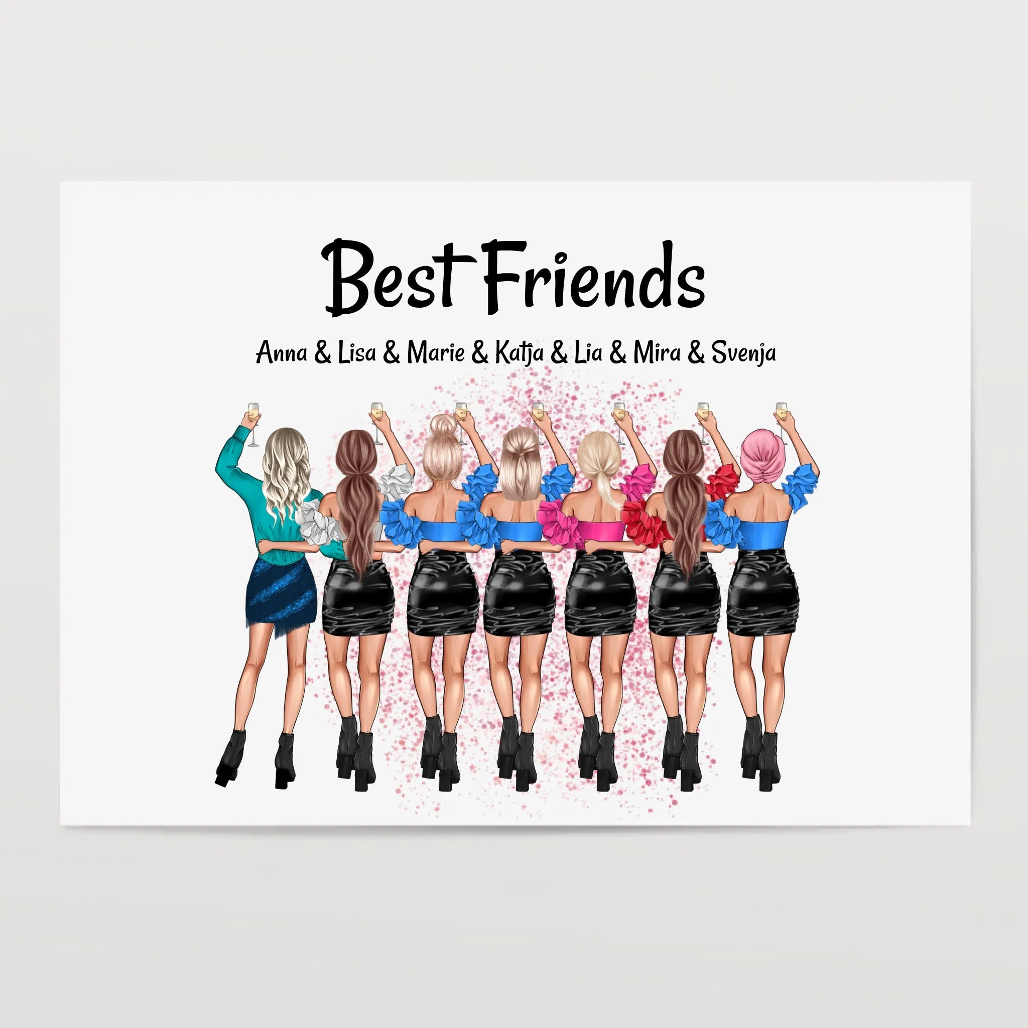 7 Freundinnen Poster Geschenk personalisiert - Cantty