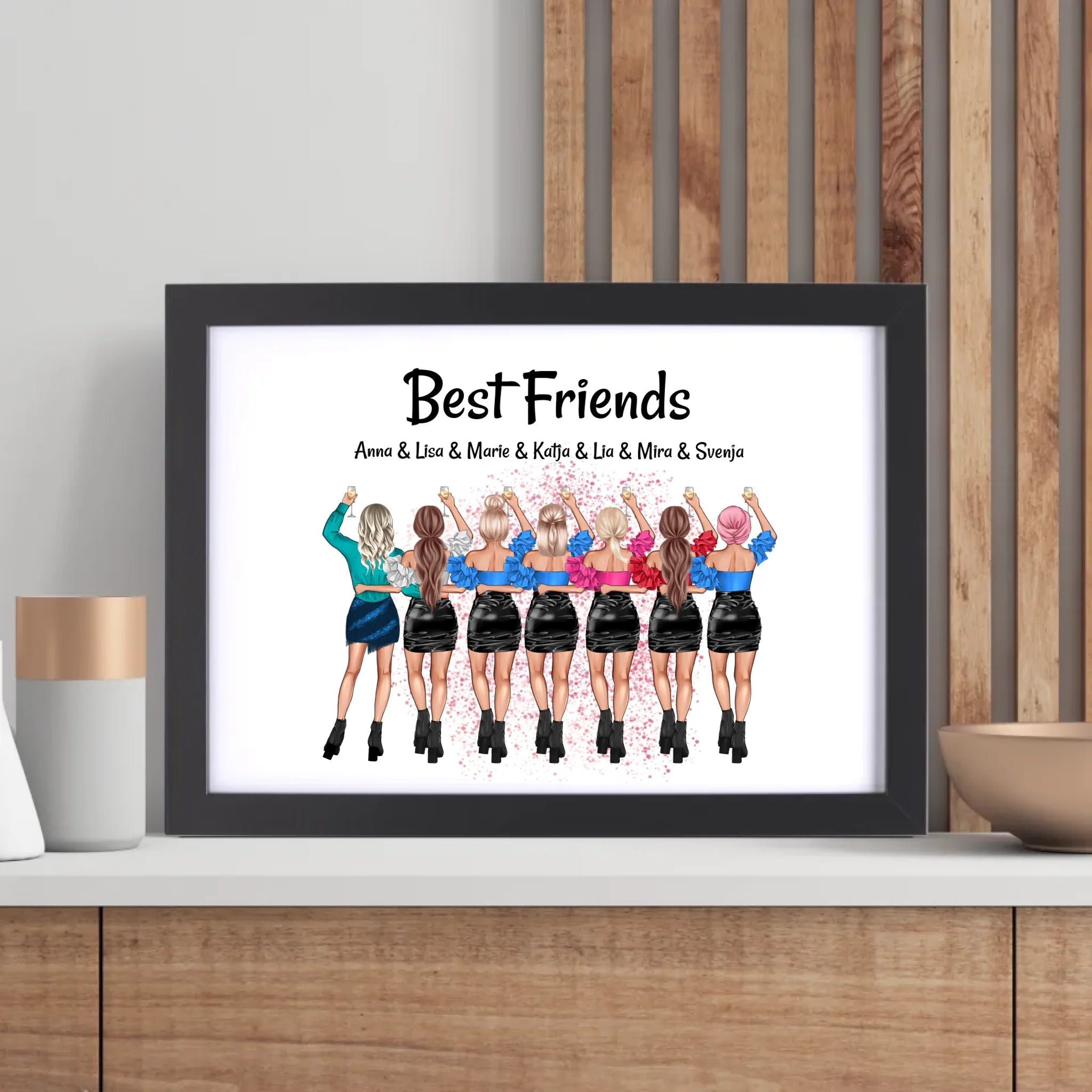 7 Freundinnen Poster Geschenk personalisiert - Cantty