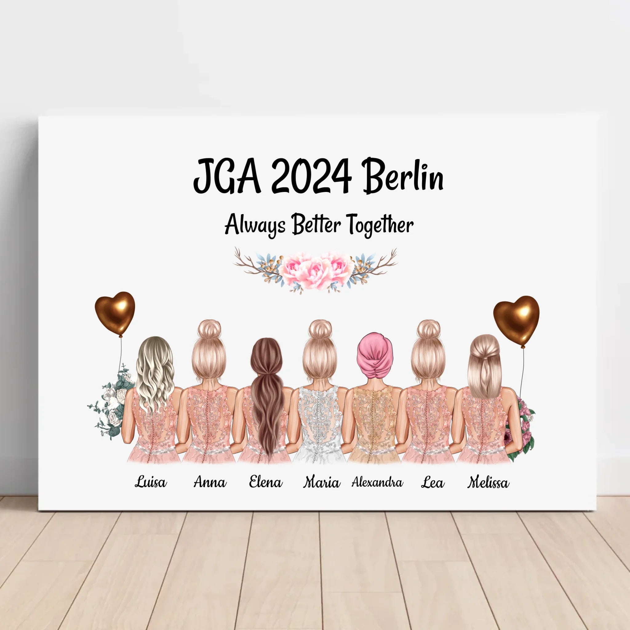 7 Mädchen JGA Leinwandbild Geschenk für die Braut - Cantty