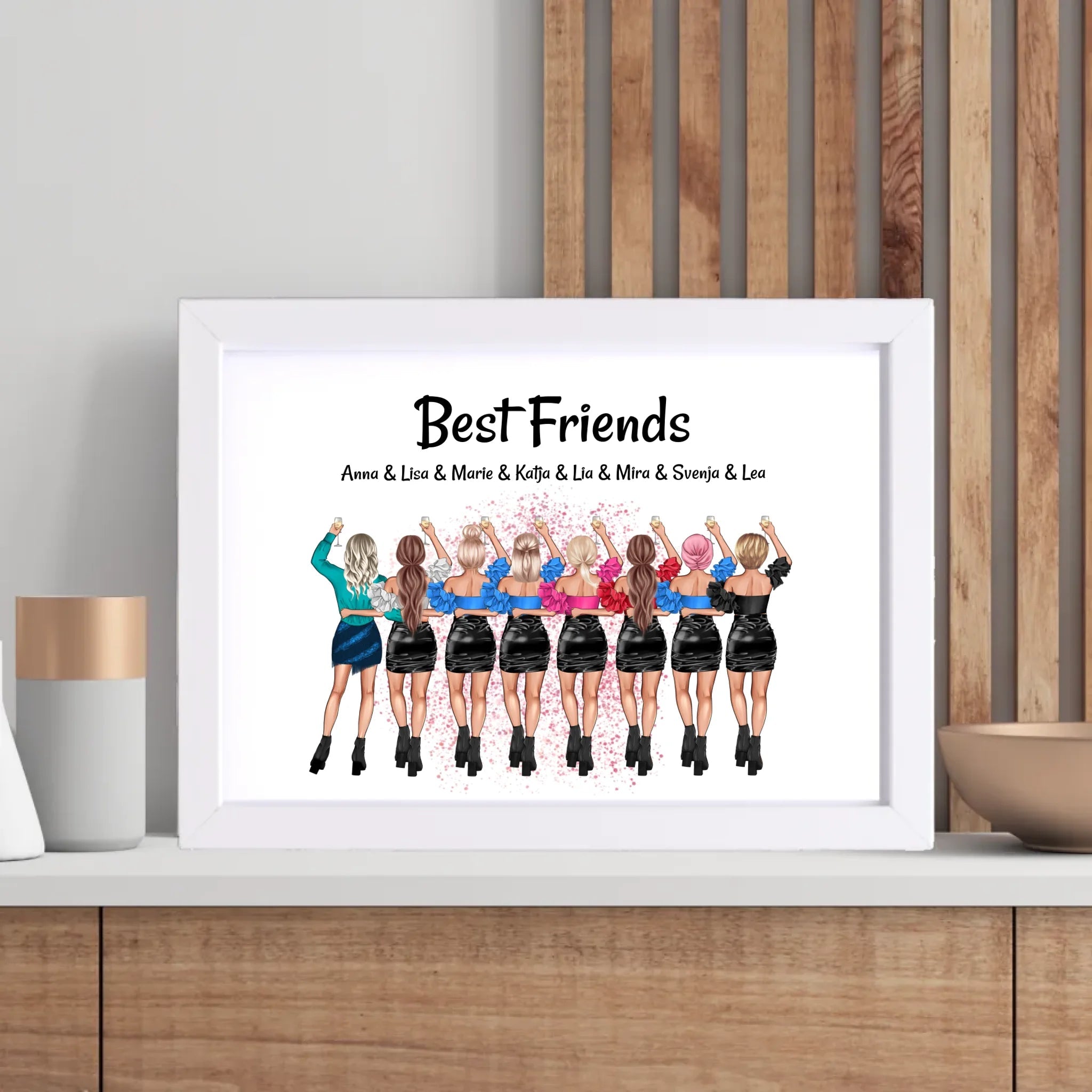 8 Freundinnen Bild Geschenk individuell personalisieren - Cantty