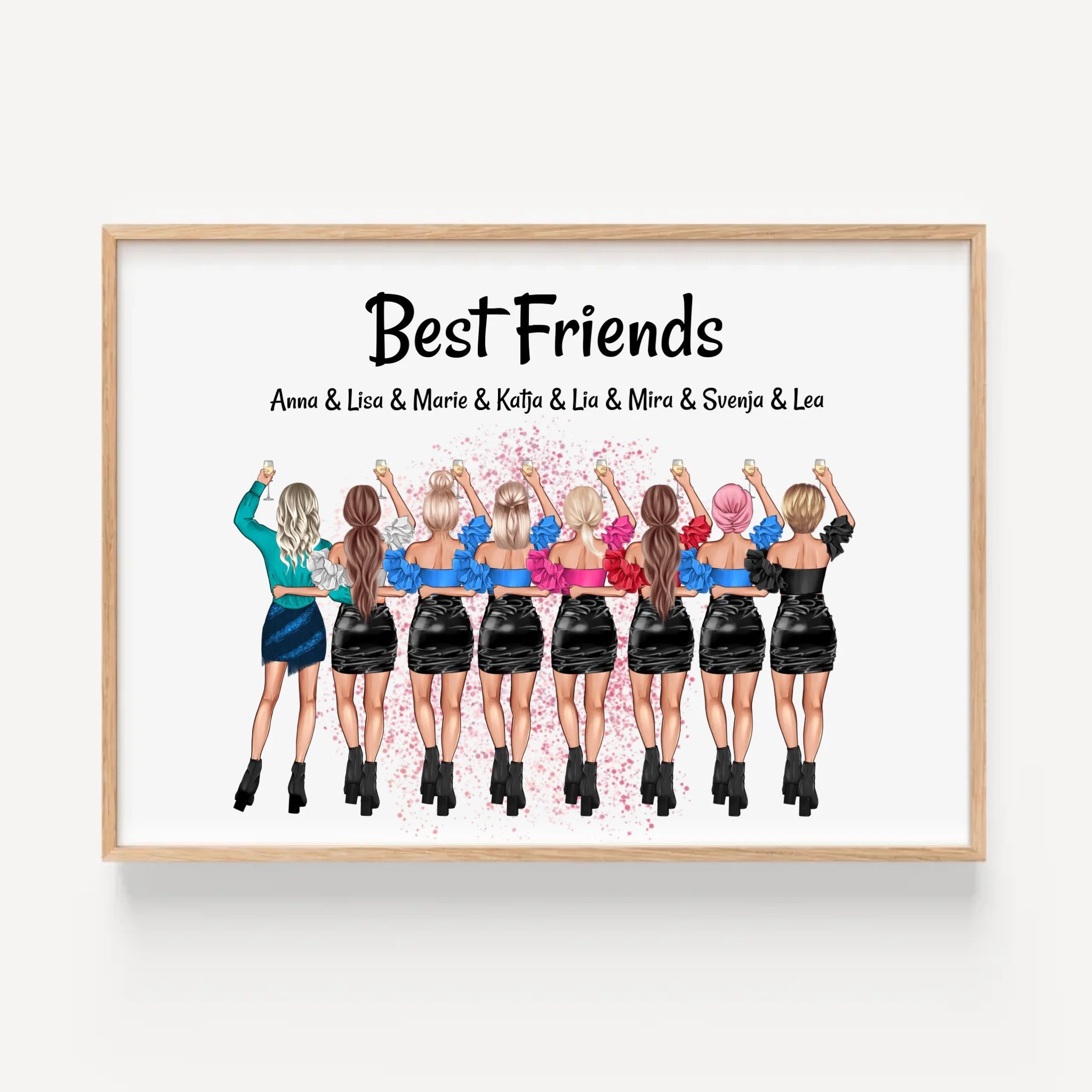 8 Freundinnen Bild Geschenk individuell personalisieren - Cantty