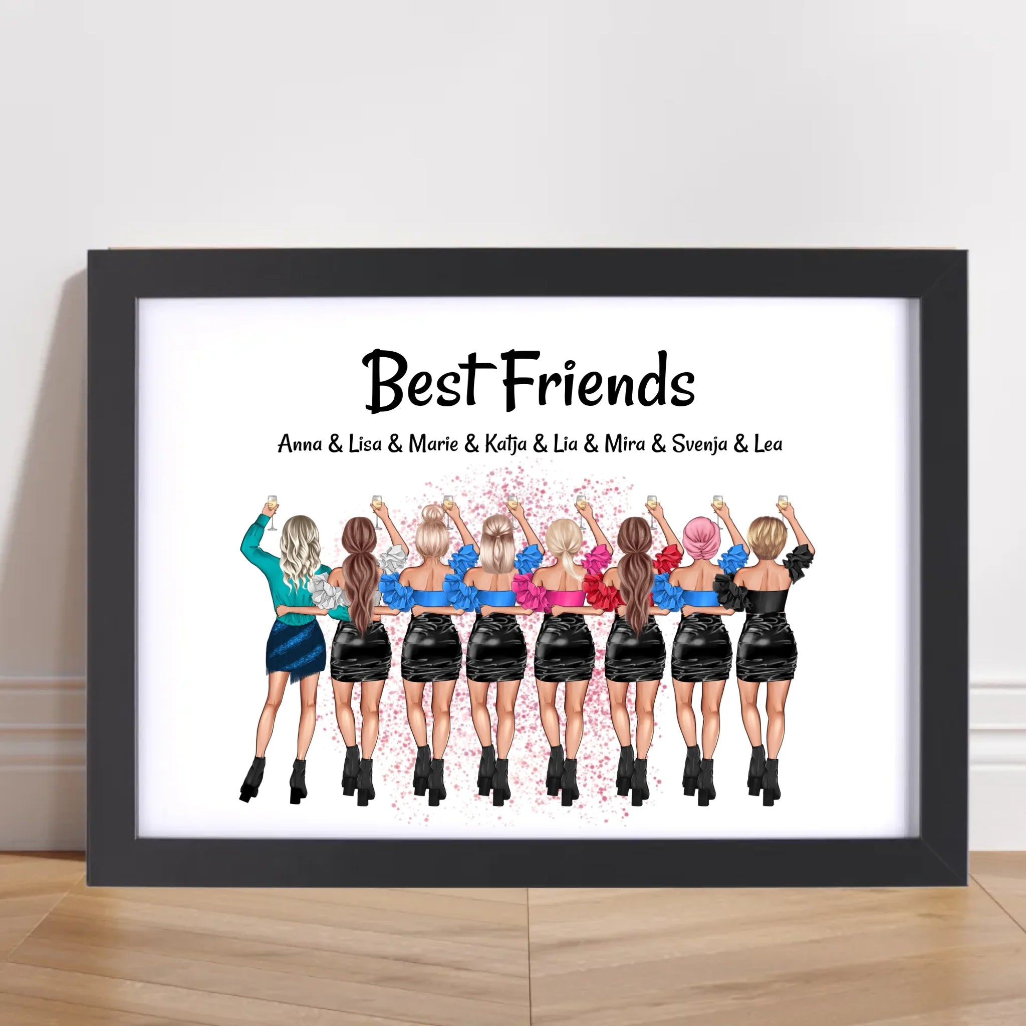 8 Freundinnen Bild Geschenk individuell personalisieren - Cantty