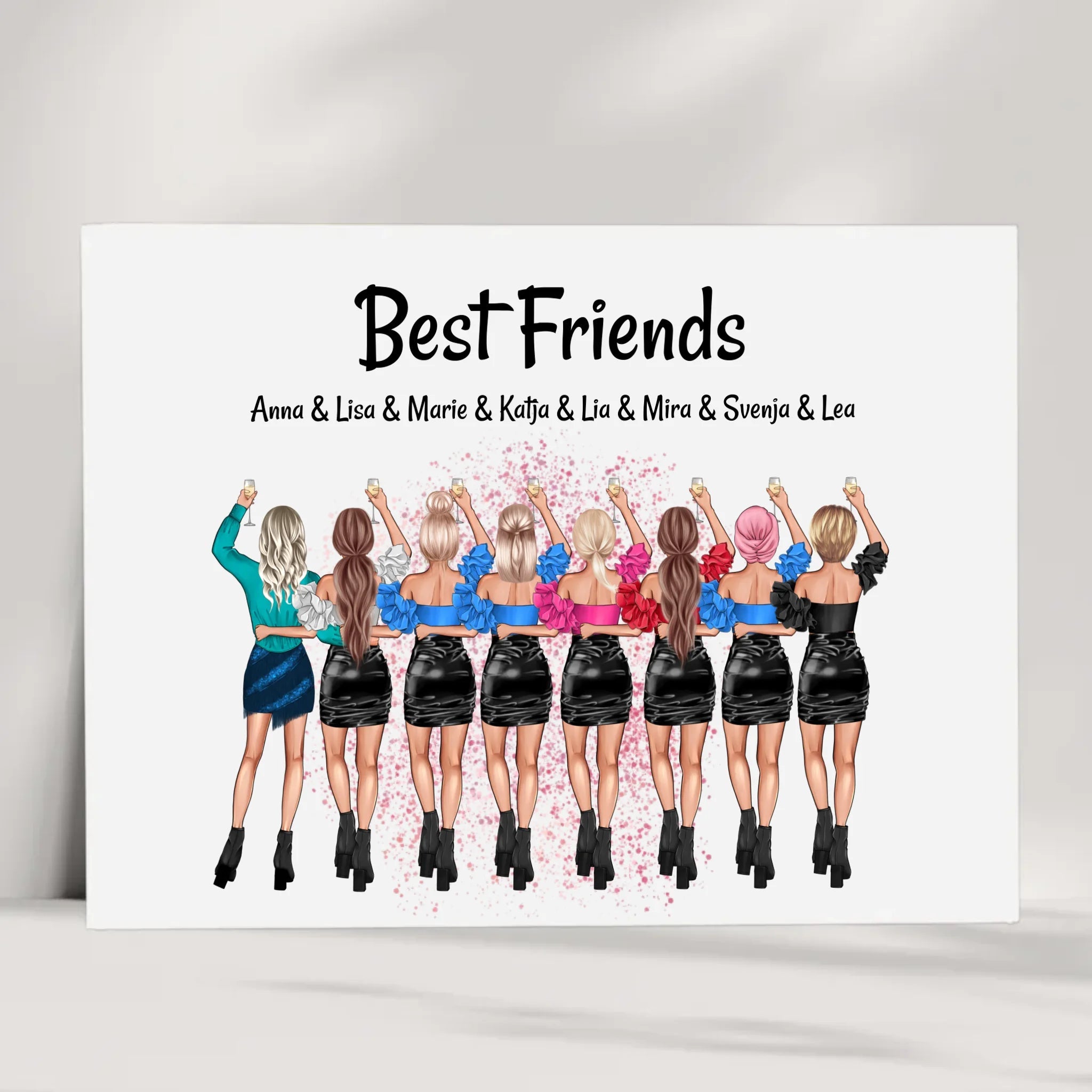 8 Freundinnen Bild Geschenk individuell personalisieren - Cantty
