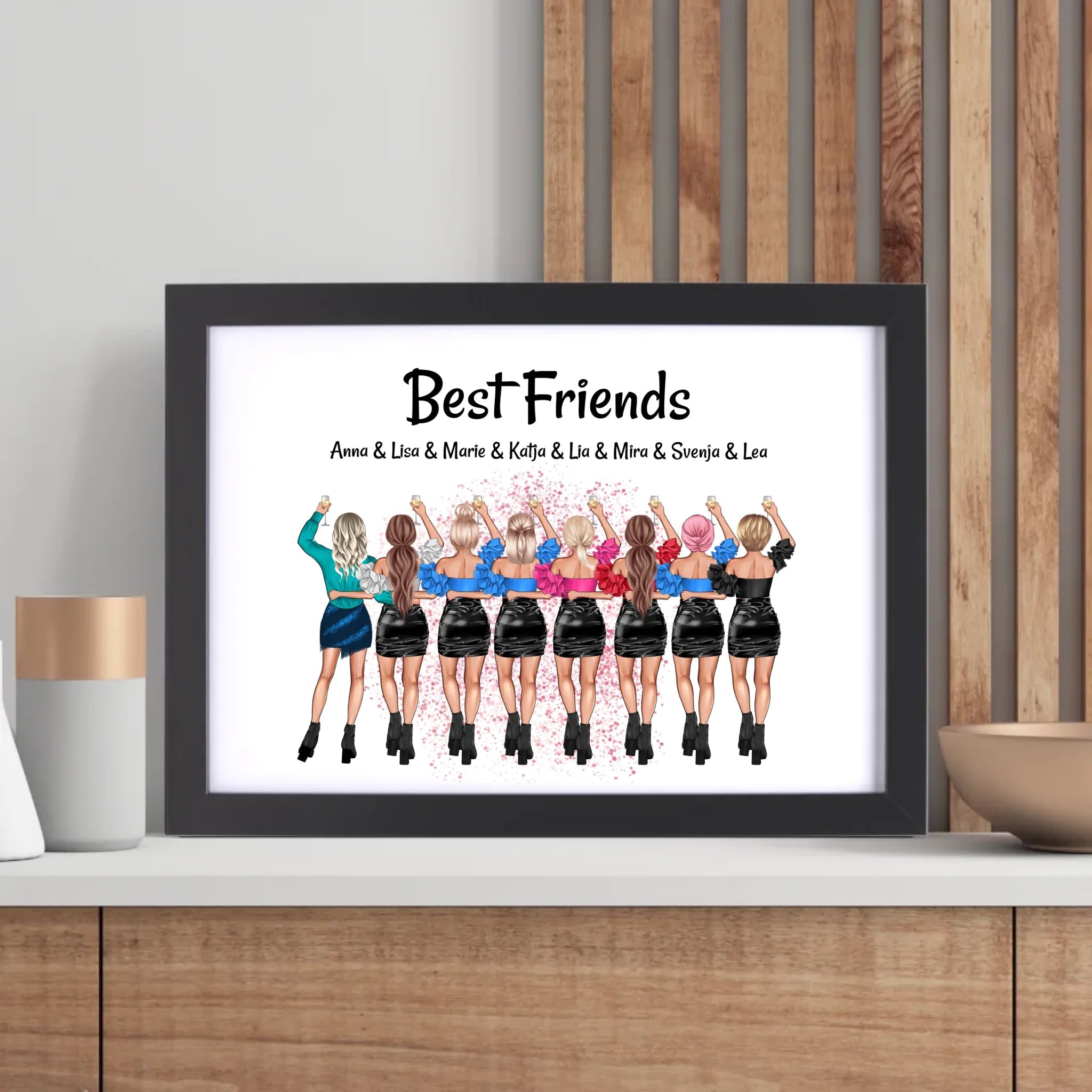 8 Freundinnen Bild Geschenk individuell personalisieren - Cantty