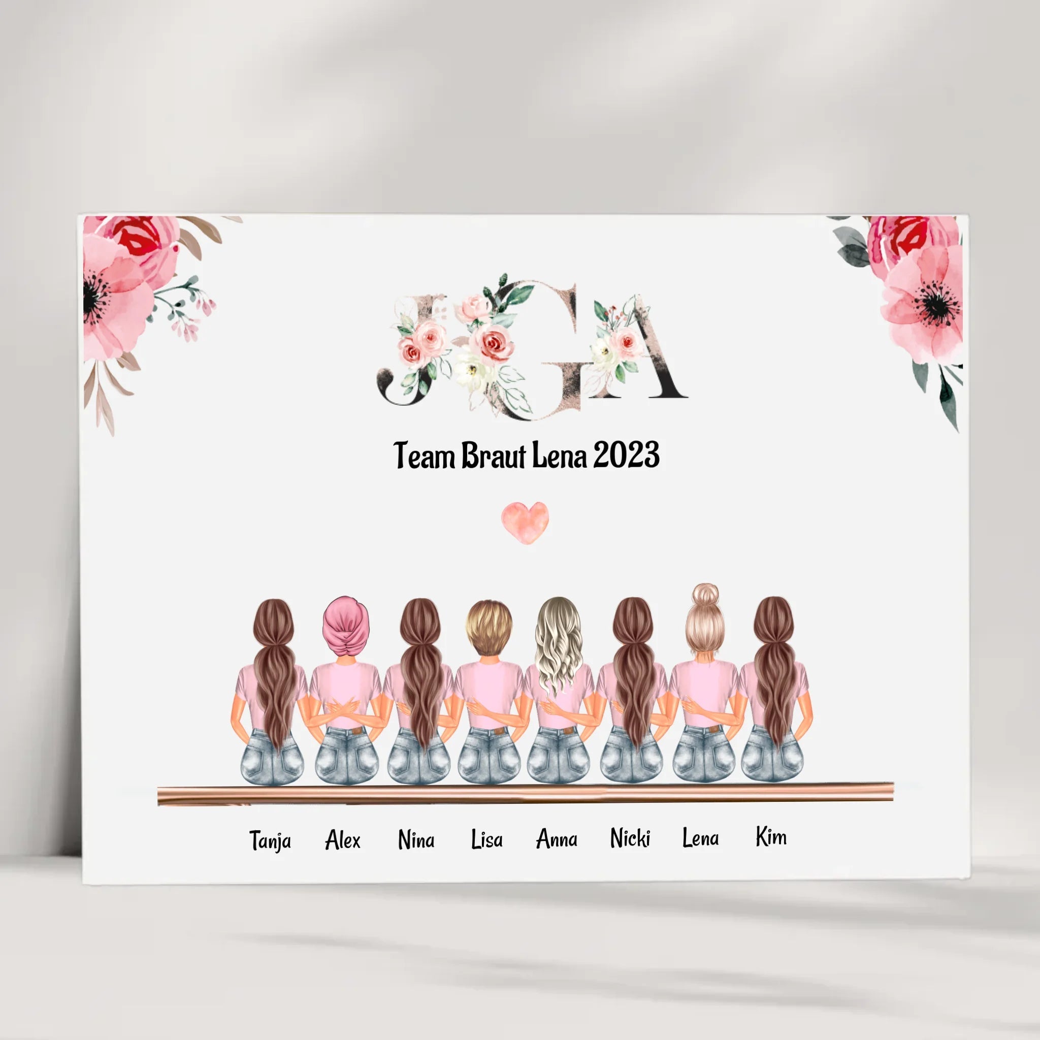 8 Freundinnen Bild individuell mit Namen Spruch personalisieren - Cantty