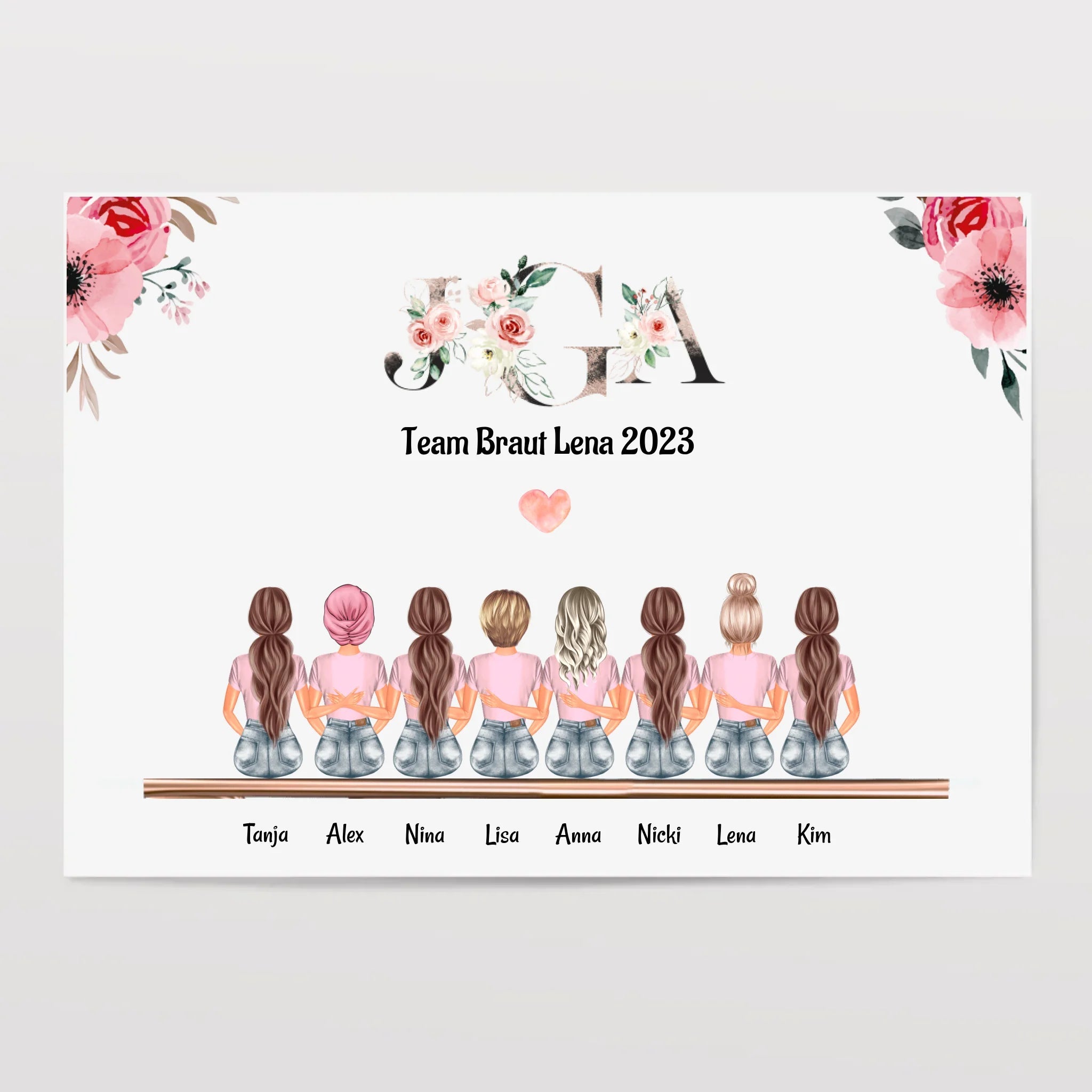 8 Freundinnen Bild individuell mit Namen Spruch personalisieren - Cantty