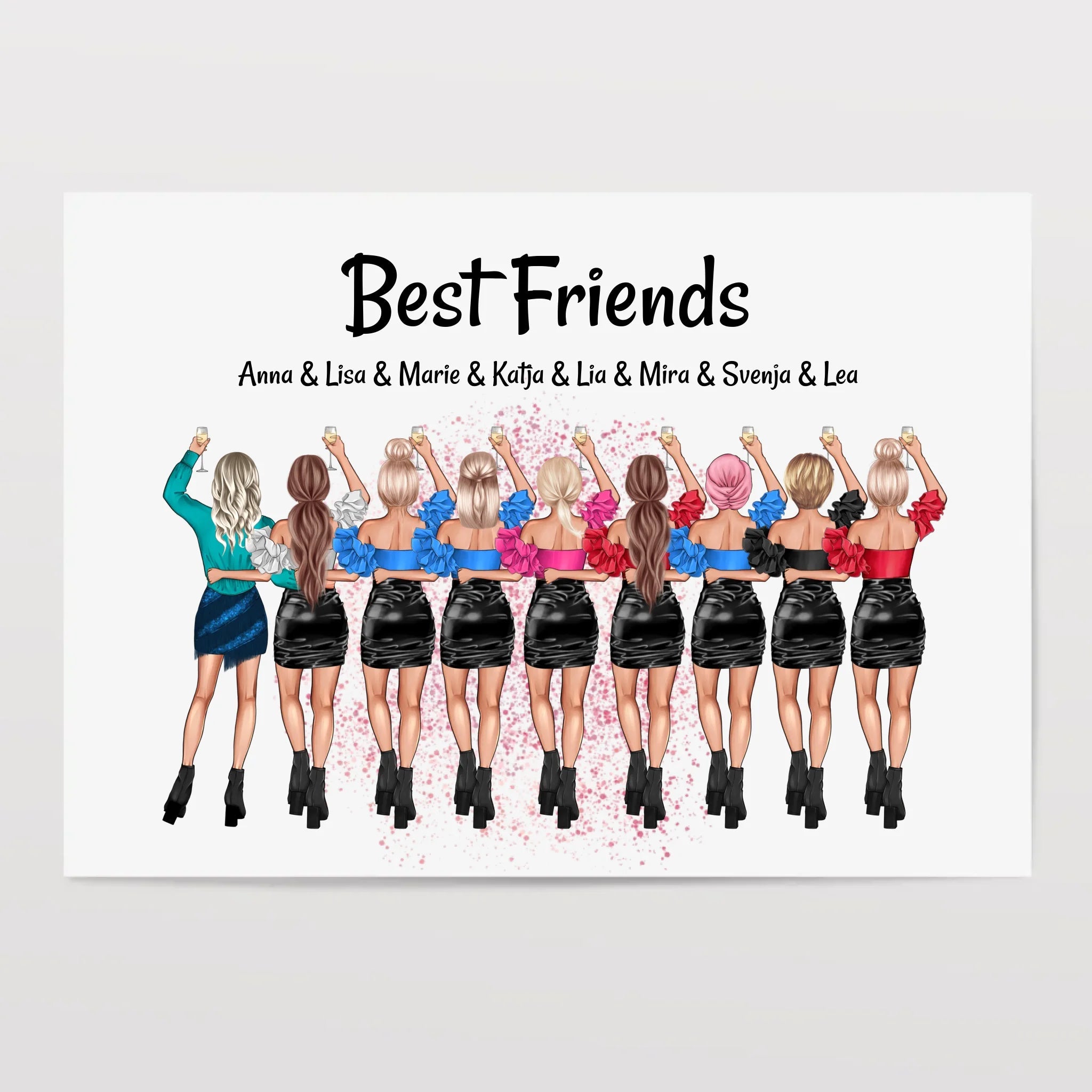 9 Freundinnen Geschenk Bild personalisiert - Cantty