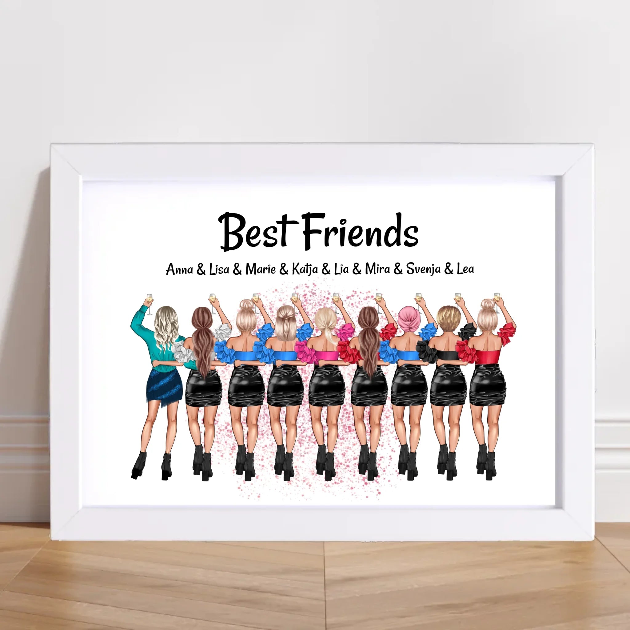 9 Freundinnen Geschenk Bild personalisiert - Cantty
