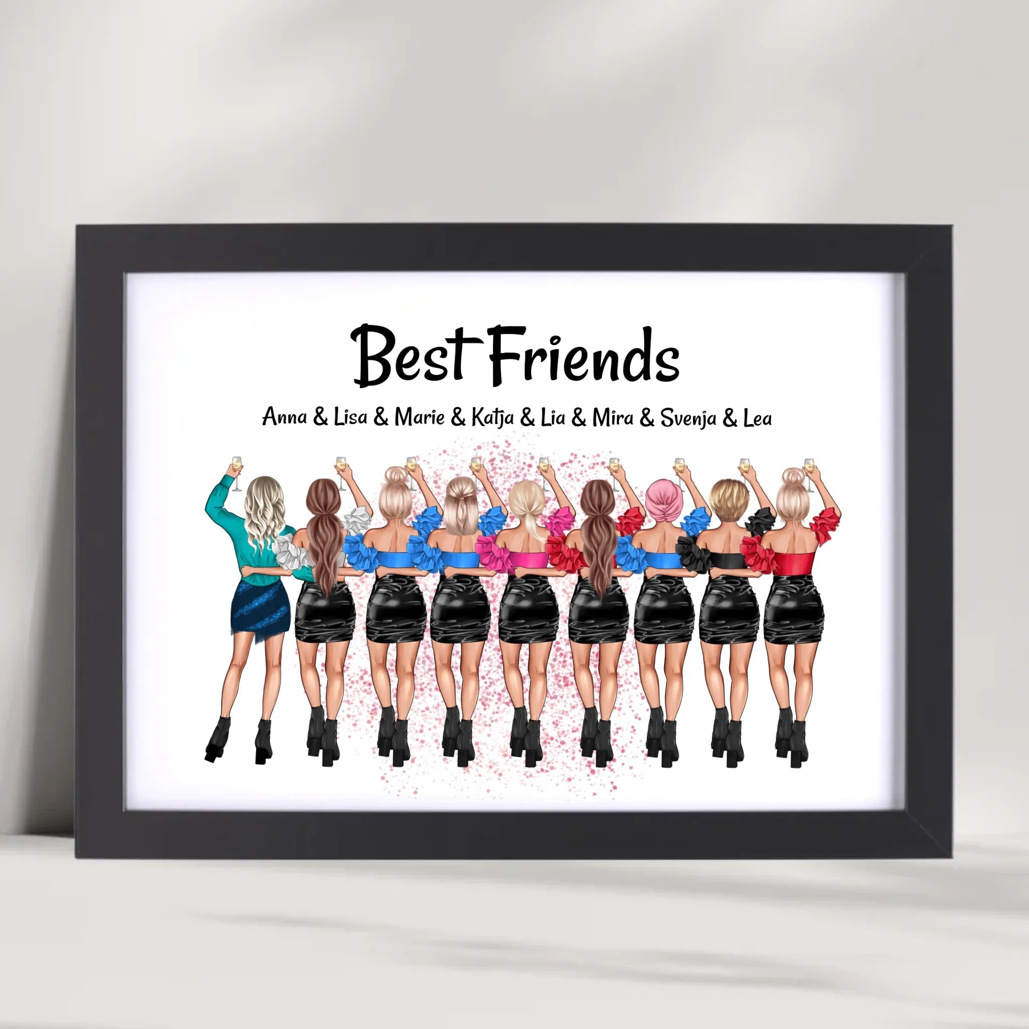 9 Freundinnen Geschenk Bild personalisiert - Cantty
