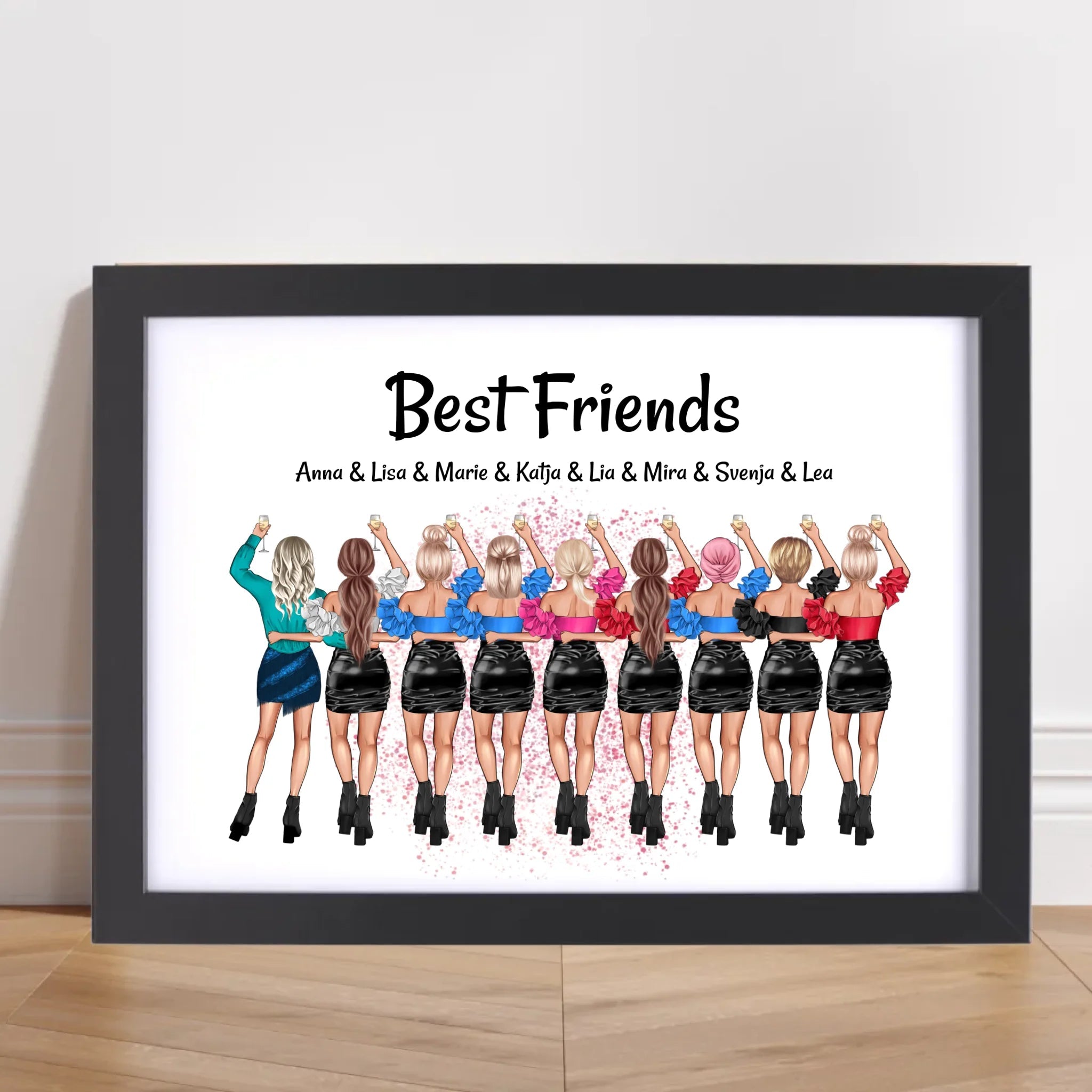 9 Freundinnen Geschenk Bild personalisiert - Cantty