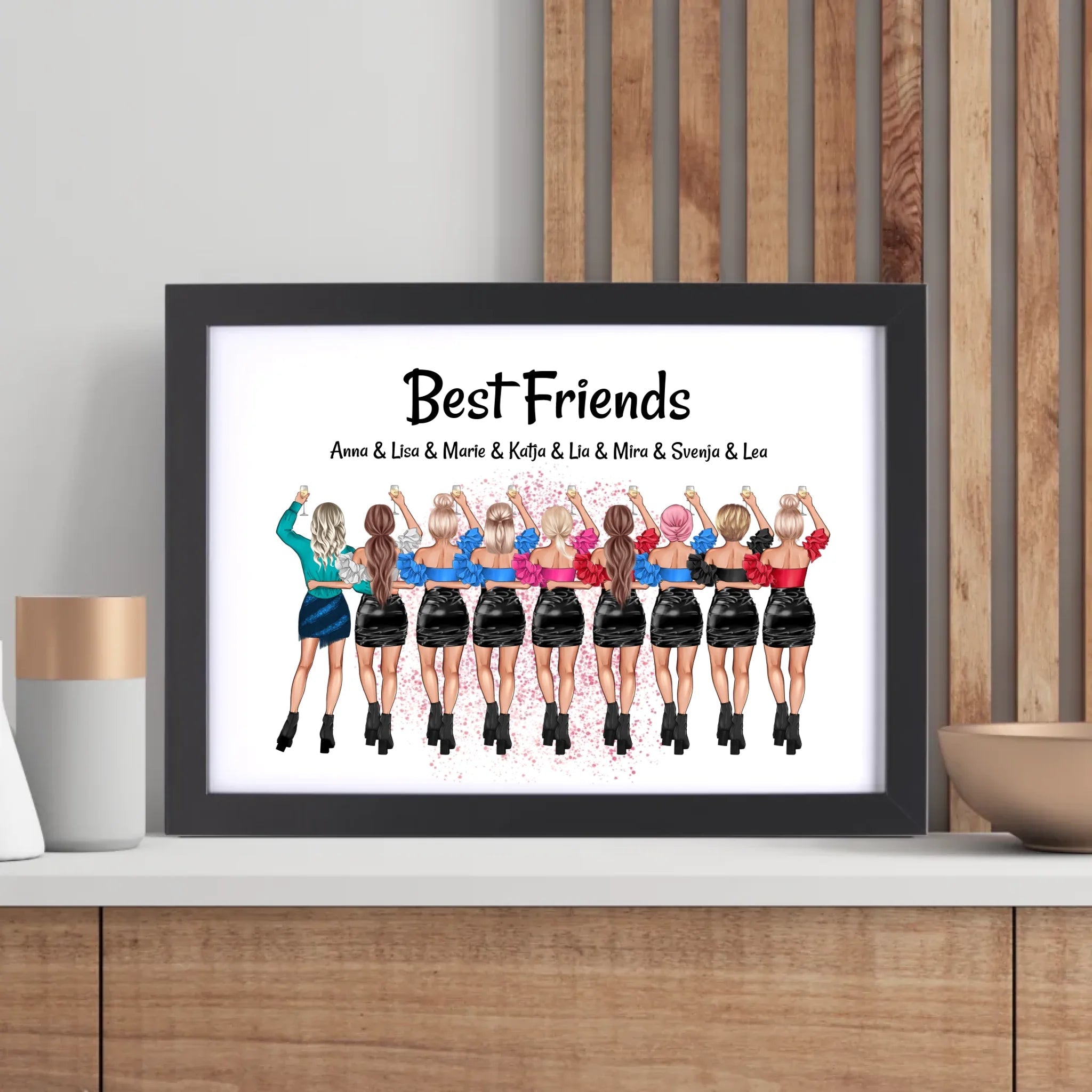 9 Freundinnen Geschenk Bild personalisiert - Cantty