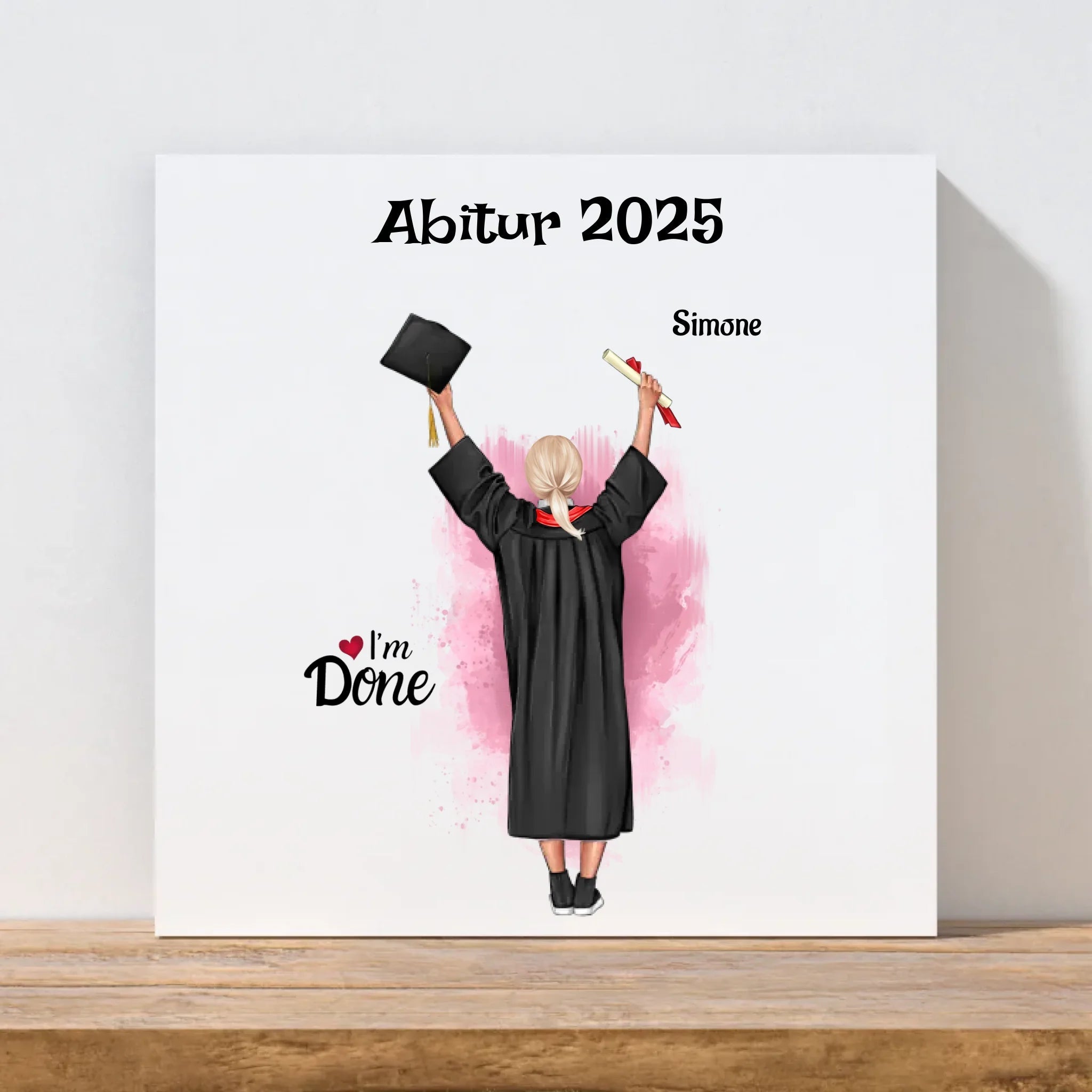 Abitur bestanden Geschenk Mädchen Leinwandbild personalisiert - Cantty