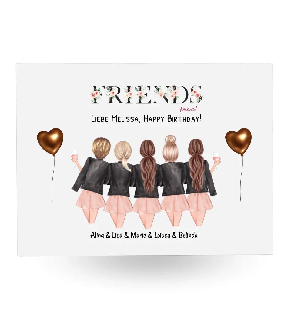 Acrylglas Bild Geschenk 5 Freundinnen personalisiert - Cantty