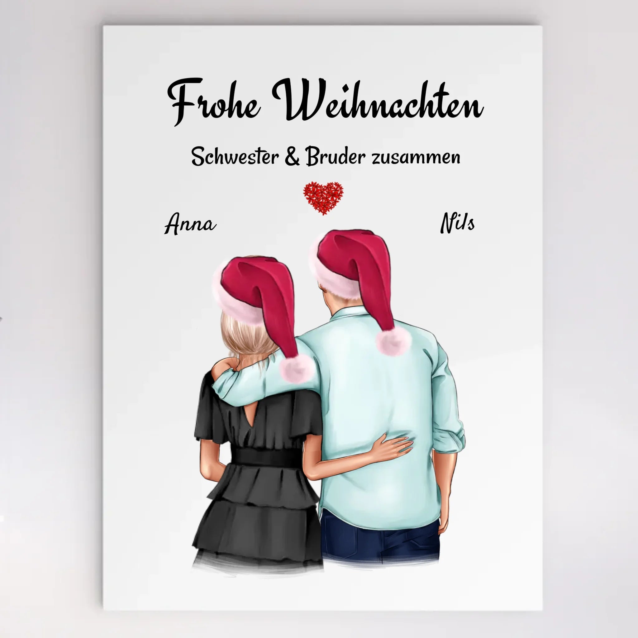 Acrylglas Bild Geschwister Geschenk zu Weihnachten bedrucken - Cantty