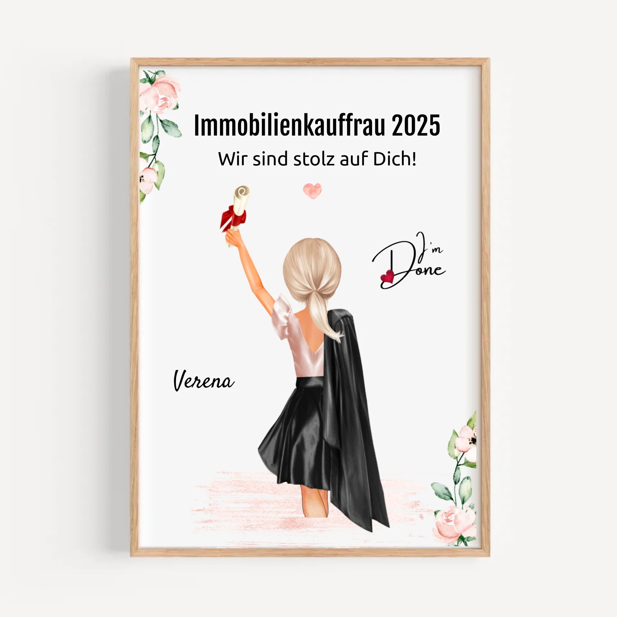 Mädchen Ausbildung Abschluss Geschenk Poster personalisiert - Cantty