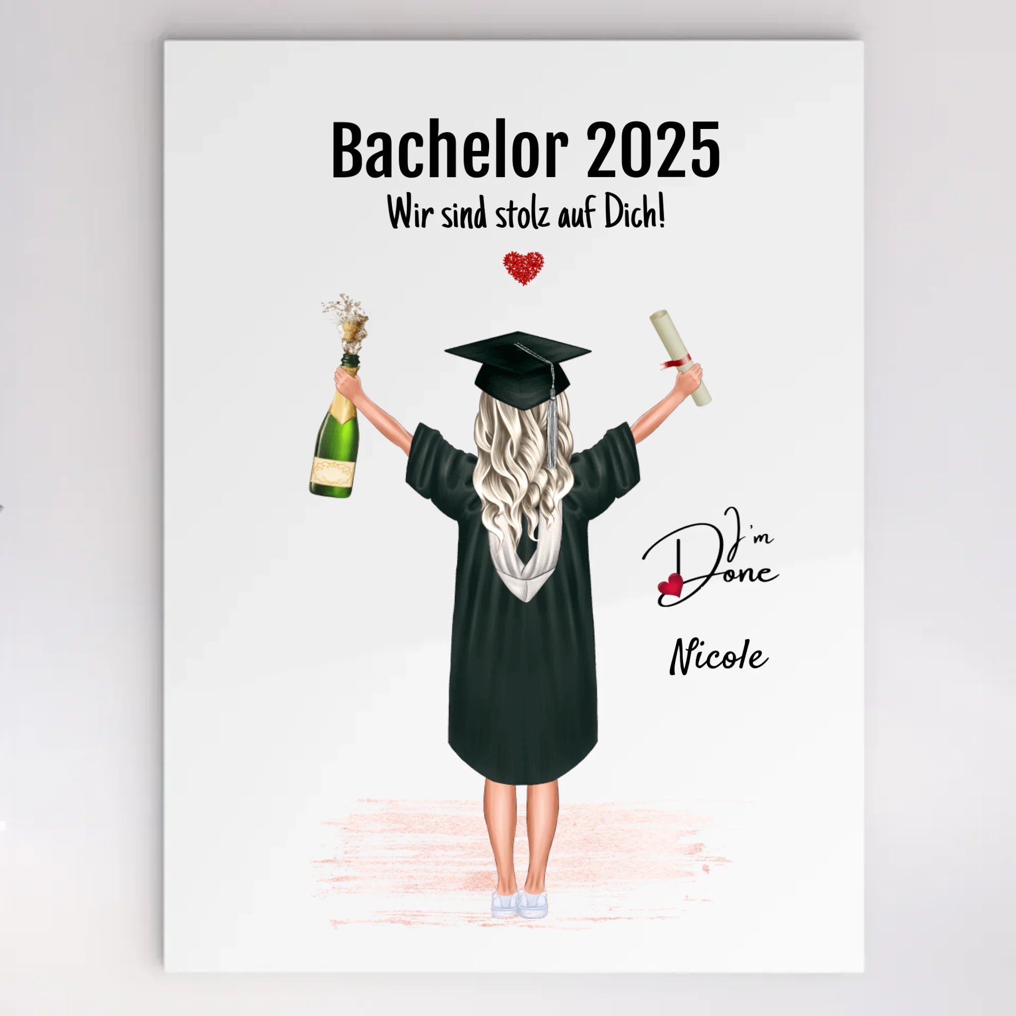 Bachelor Abschluss Mädchen Acrylglas Geschenk personalisiert - Cantty