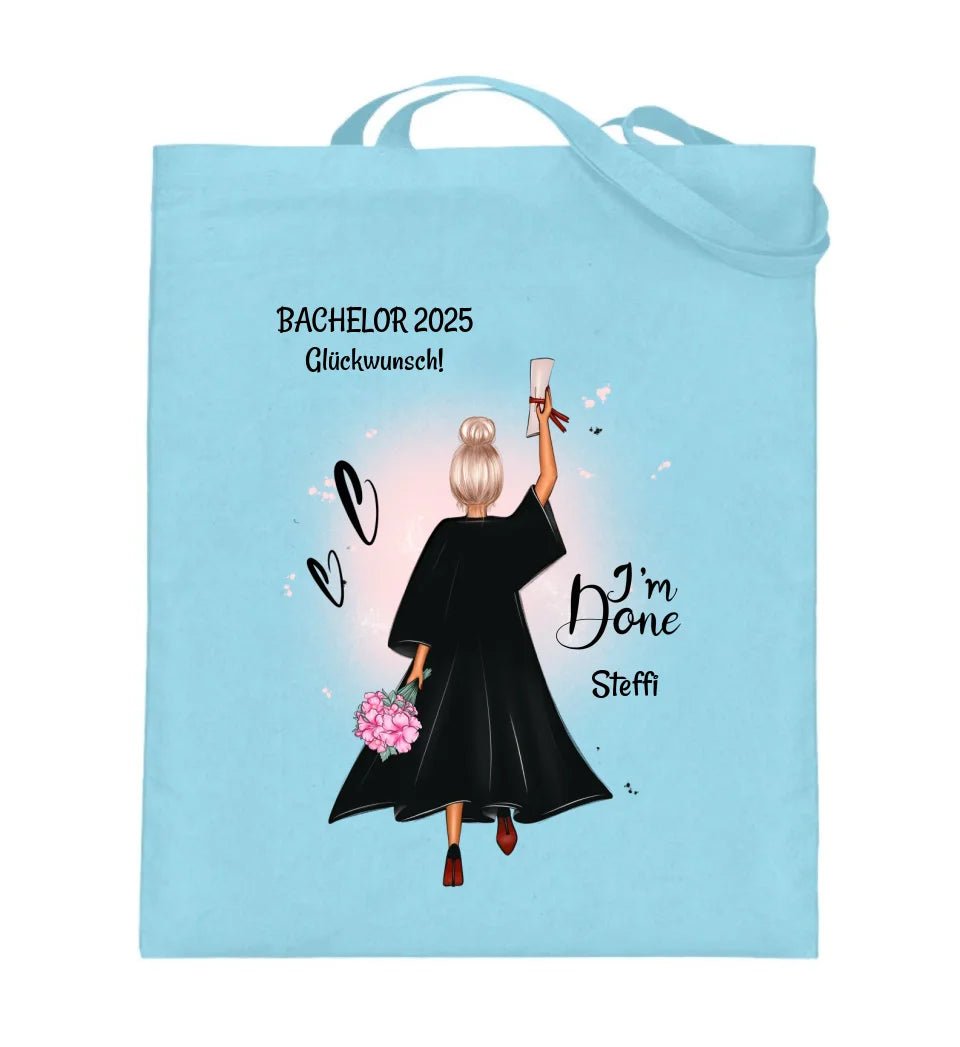 Bachelor Abschluss Mädchen Jutebeutel Geschenk personalisiert - Cantty