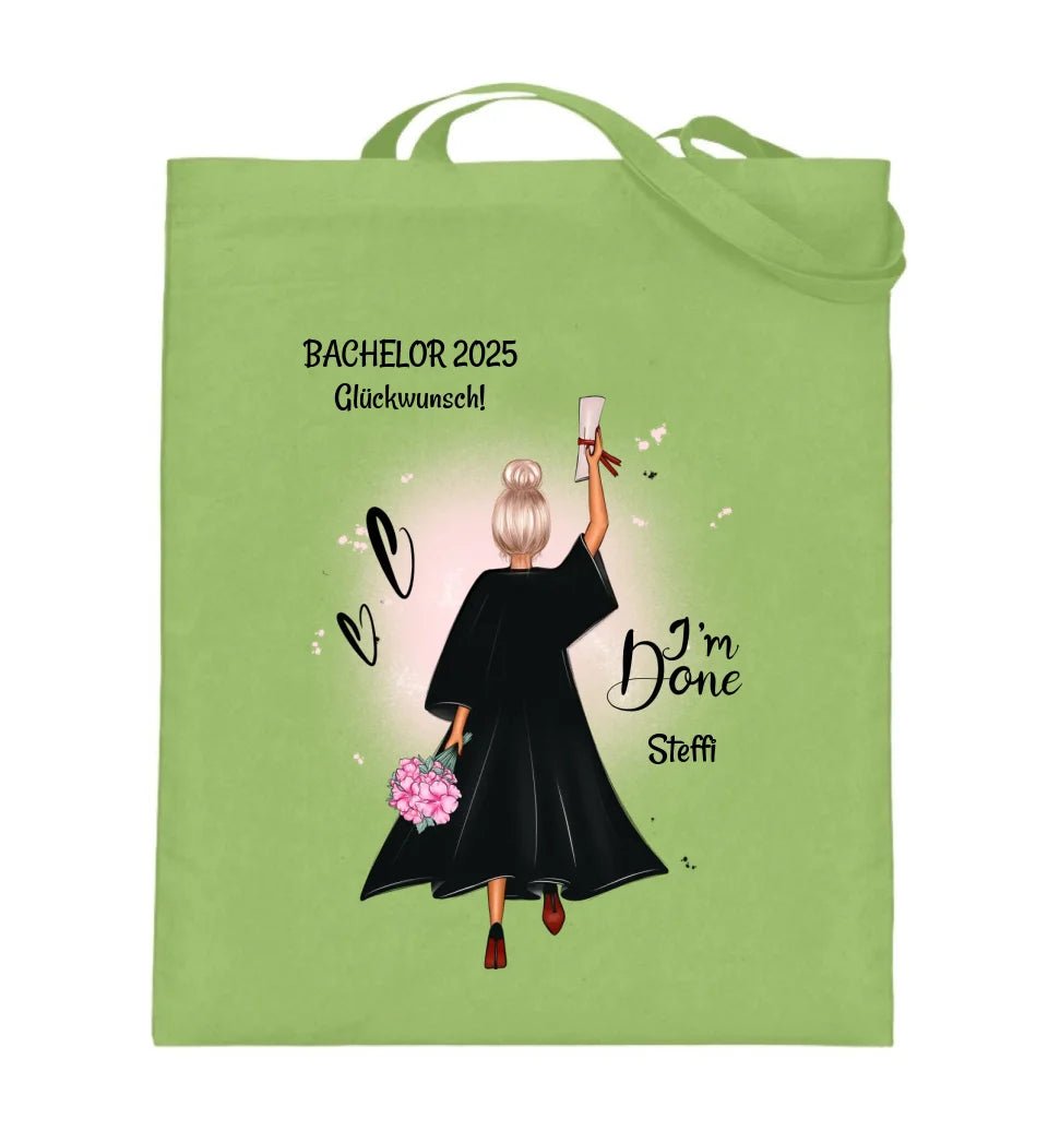 Bachelor Abschluss Mädchen Jutebeutel Geschenk personalisiert - Cantty